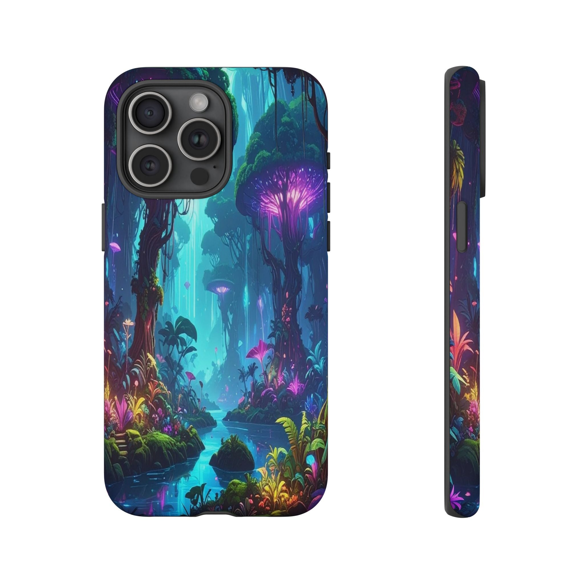 Bioluminescent Dreamscape: Ethereal Forest Fantasy, Digital Luminescence Illustration - L’Art Suprême Phone Case