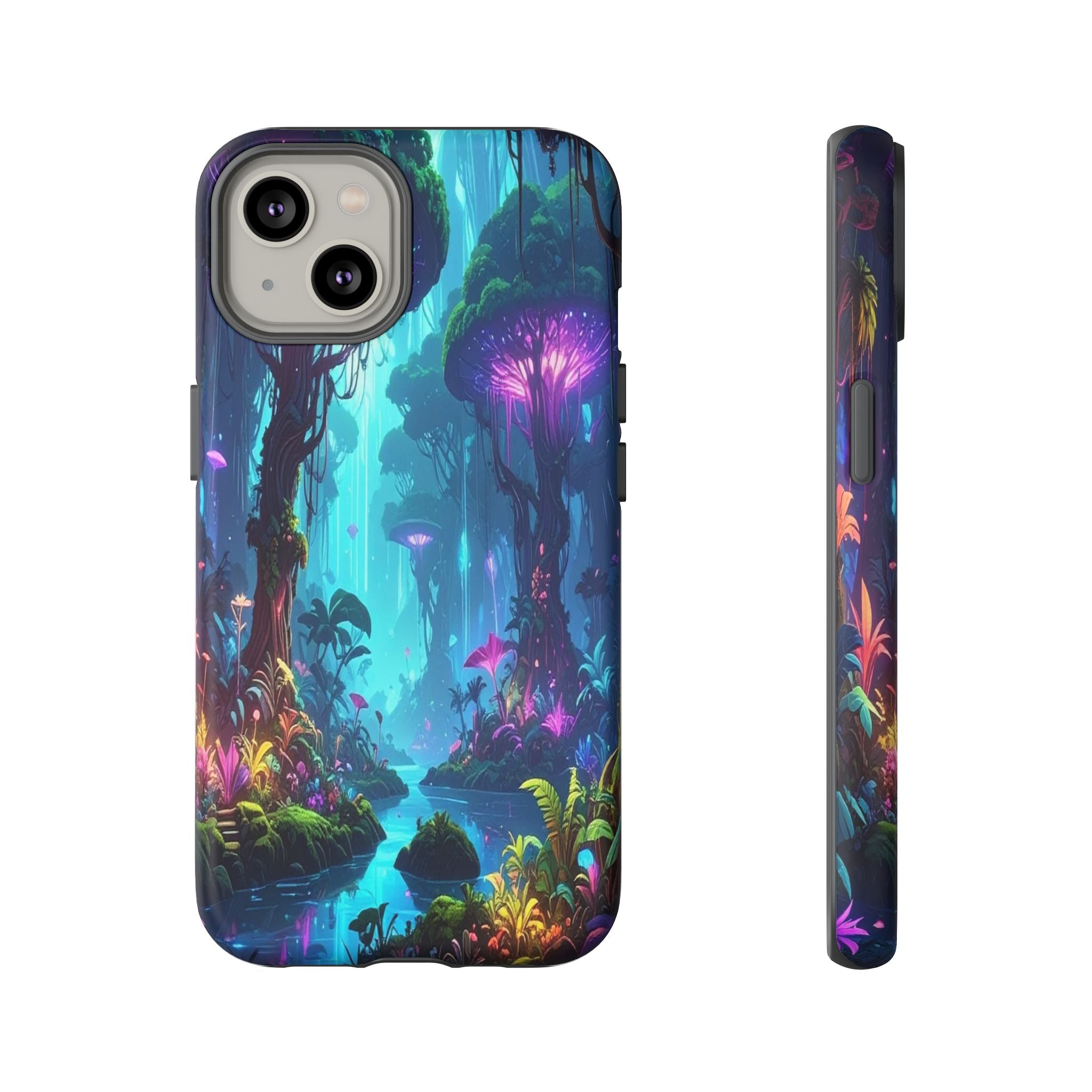 Bioluminescent Dreamscape: Ethereal Forest Fantasy, Digital Luminescence Illustration - L’Art Suprême Phone Case