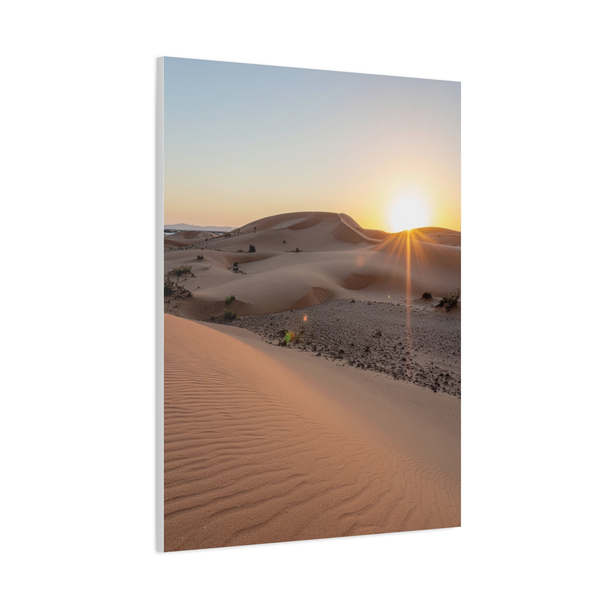 Daybreak in the Desert: Golden Sands at Sunrise, Arid Landscape Panorama - L’Art Suprême Canvas