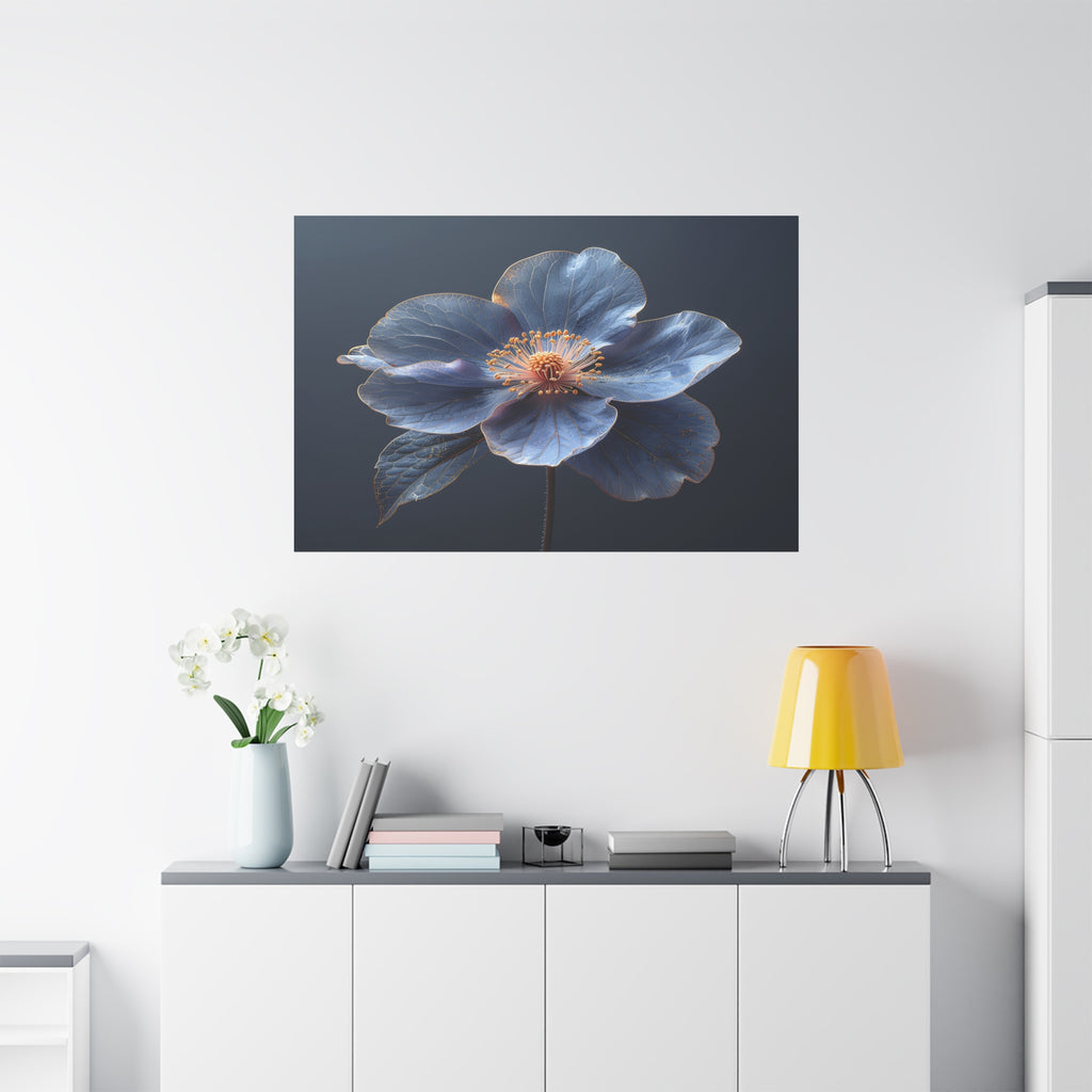 Ethereal Blue: Macro Botanical Photography, Delicate Floral Veins - L’Art Suprême Canvas