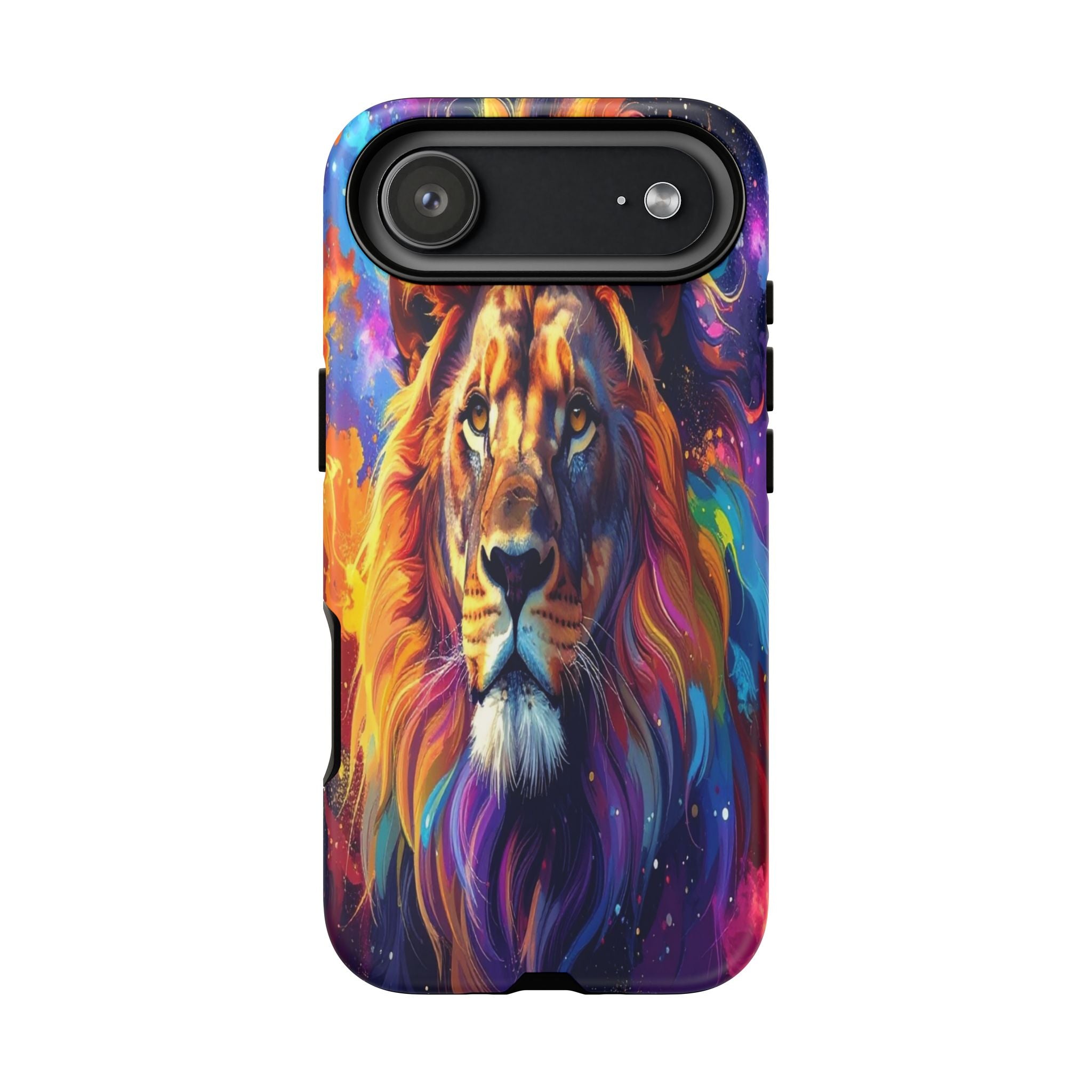Cosmic Mane: Celestial Lion Portrait, Psychedelic Wildlife Art - L’Art Suprême Phone Case