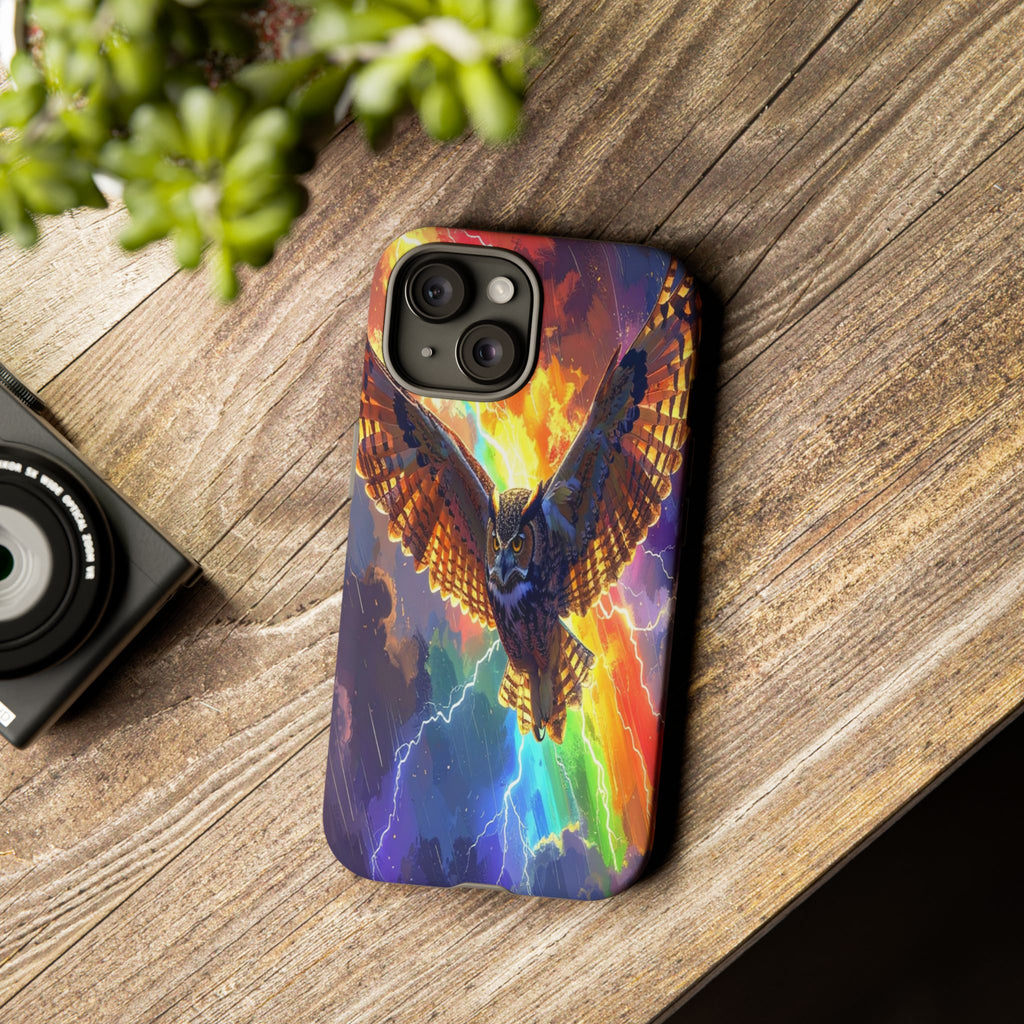 Thunderwing: Ethereal Owl in Electric Storm, Digital Fantasy Artwork - L’Art Suprême Phone Case