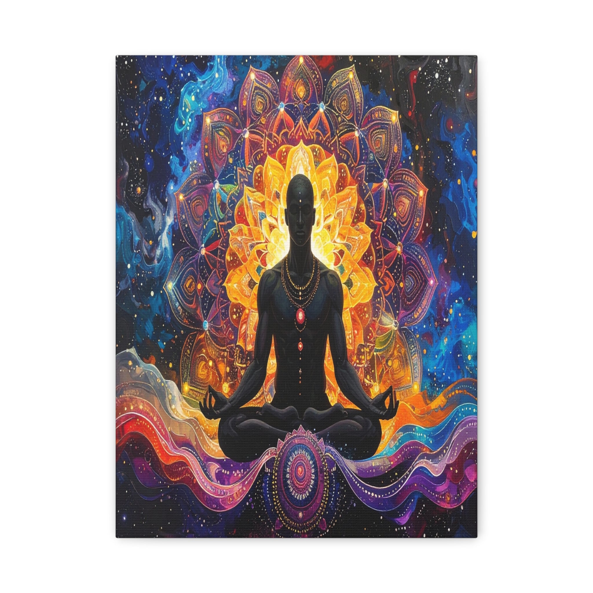 Cosmic Meditation: Spiritual Awakening through Mandala Art, Transcendent Chakra Visualization - L’Art Suprême Canvas