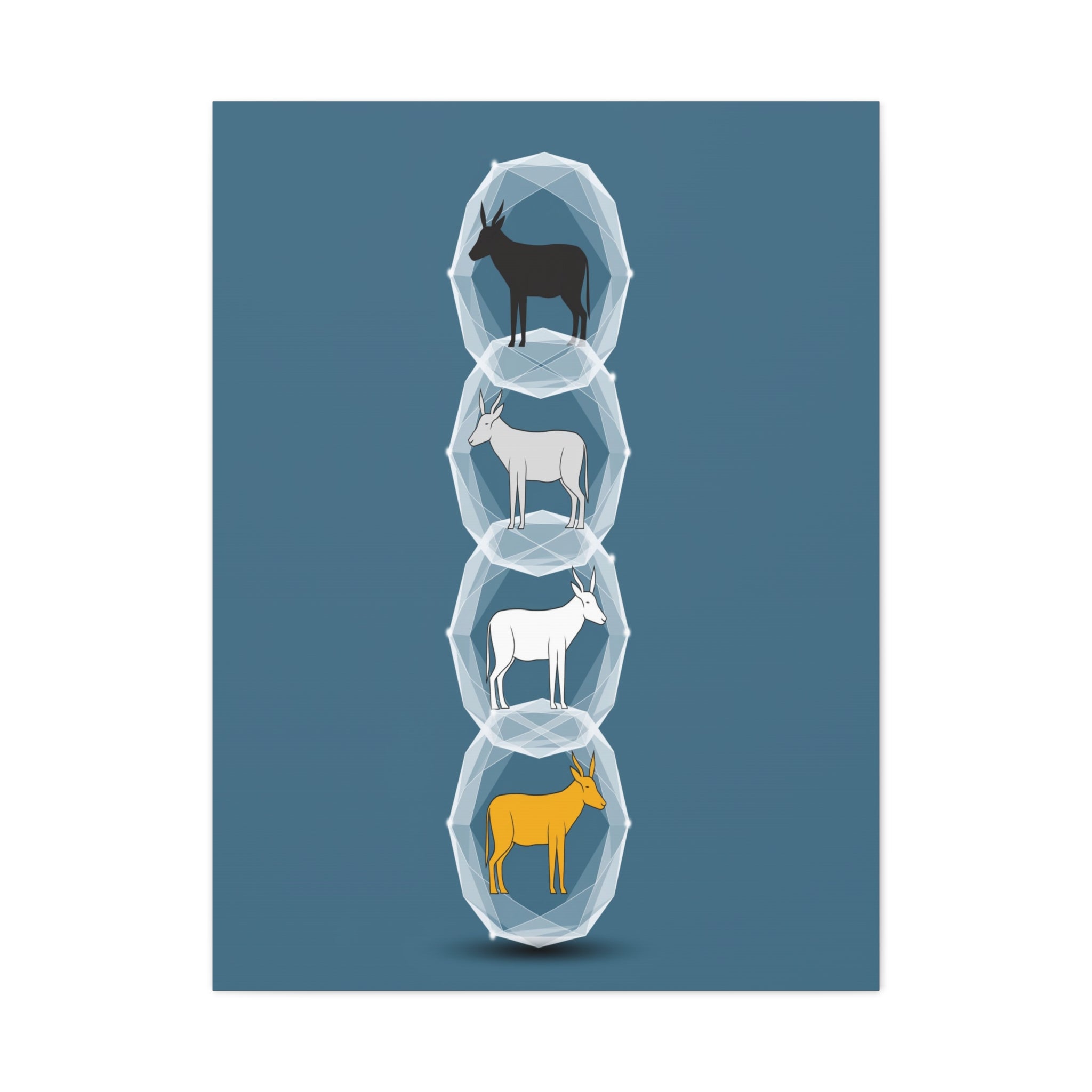 Encapsulated Ascent: Geometric Animal Silhouettes, Minimal Vertical Progression - L’Art Suprême Canvas