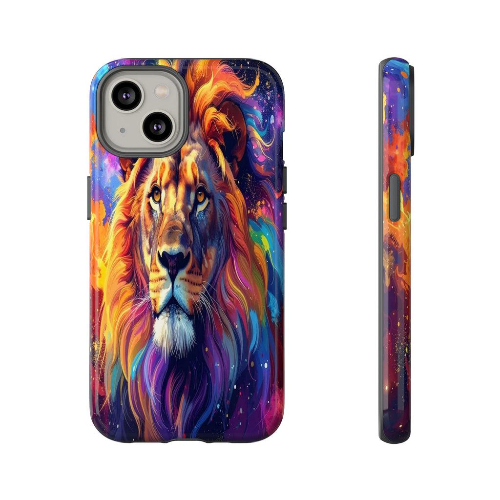 Cosmic Mane: Celestial Lion Portrait, Psychedelic Wildlife Art - L’Art Suprême Phone Case