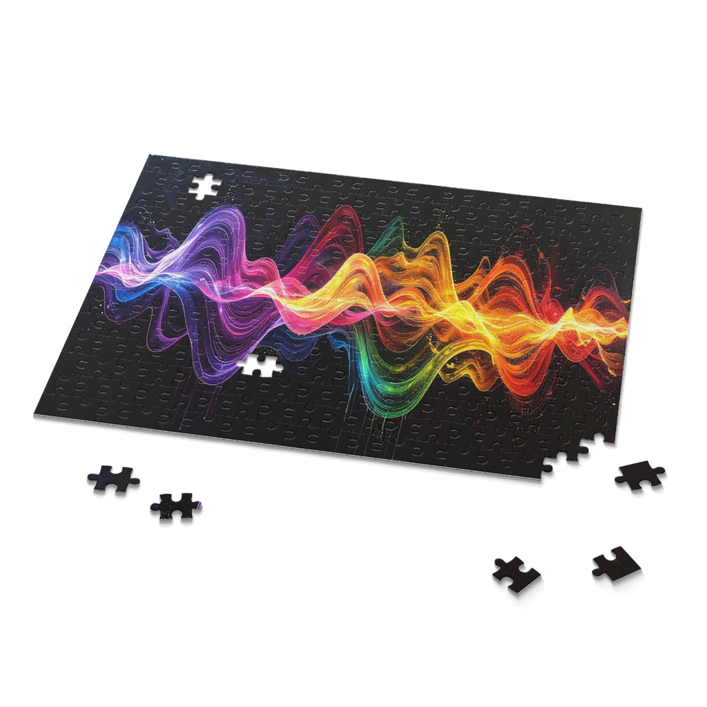 Wavelength Symphony: Digital Sound Wave Art, Vibrant Color Spectrum Visualization -  L'Art Puzzle
