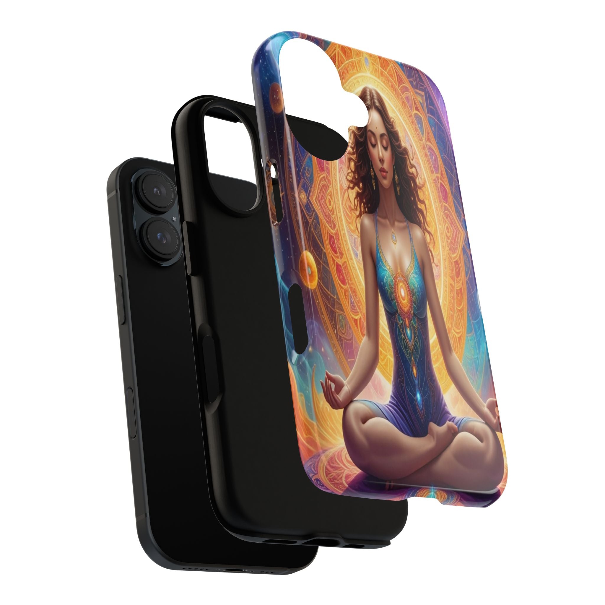 Cosmic Awakening: Spiritual Meditation Mandala, Celestial Energy Visualization - L’Art Suprême Phone Case