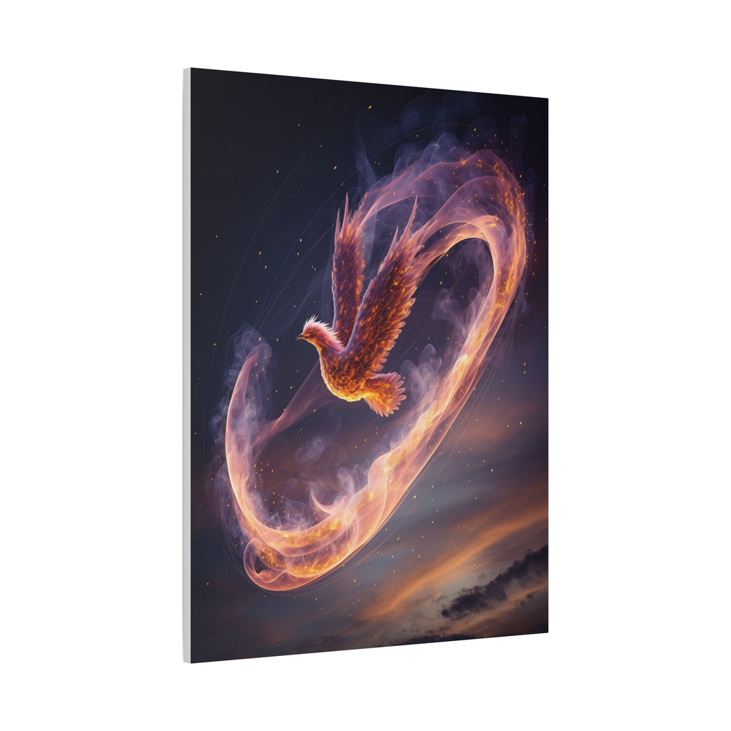 Phoenix of Rebirth: Mythical Fire Bird Digital Painting, Fantasy Flame Creature Artwork - L’Art Suprême Canvas