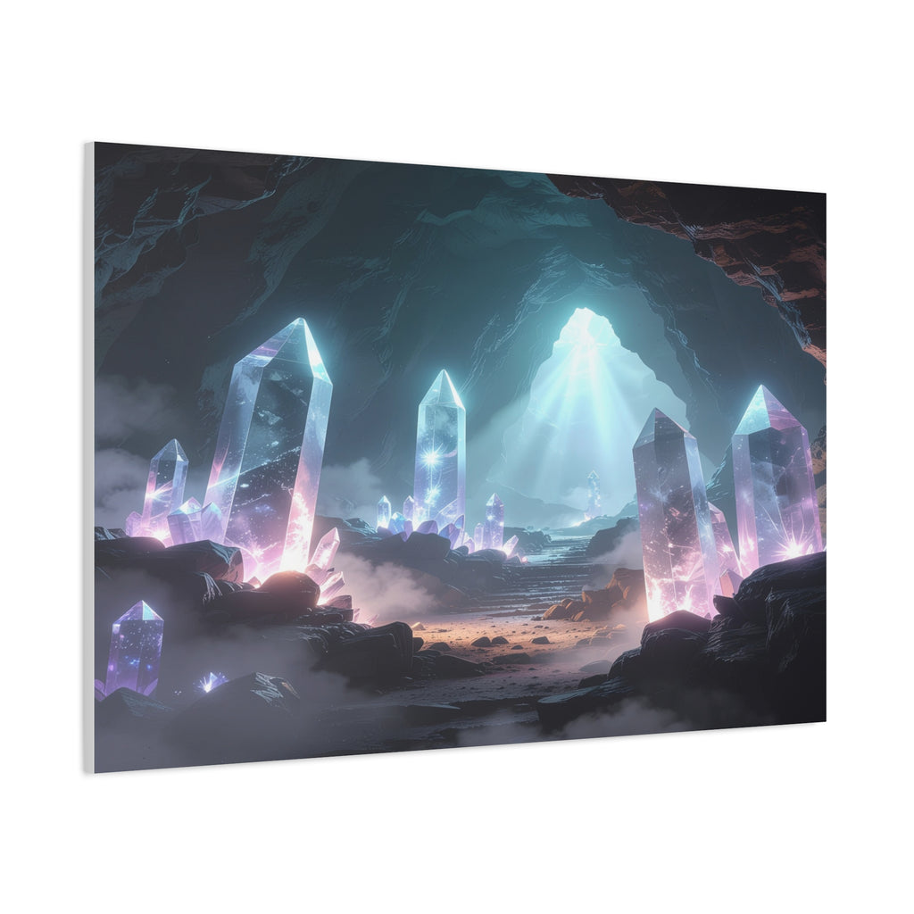 Crystal Reverie: Luminous Cavern Dreamscape, Ethereal Digital Fantasy Art - L’Art Suprême Canvas