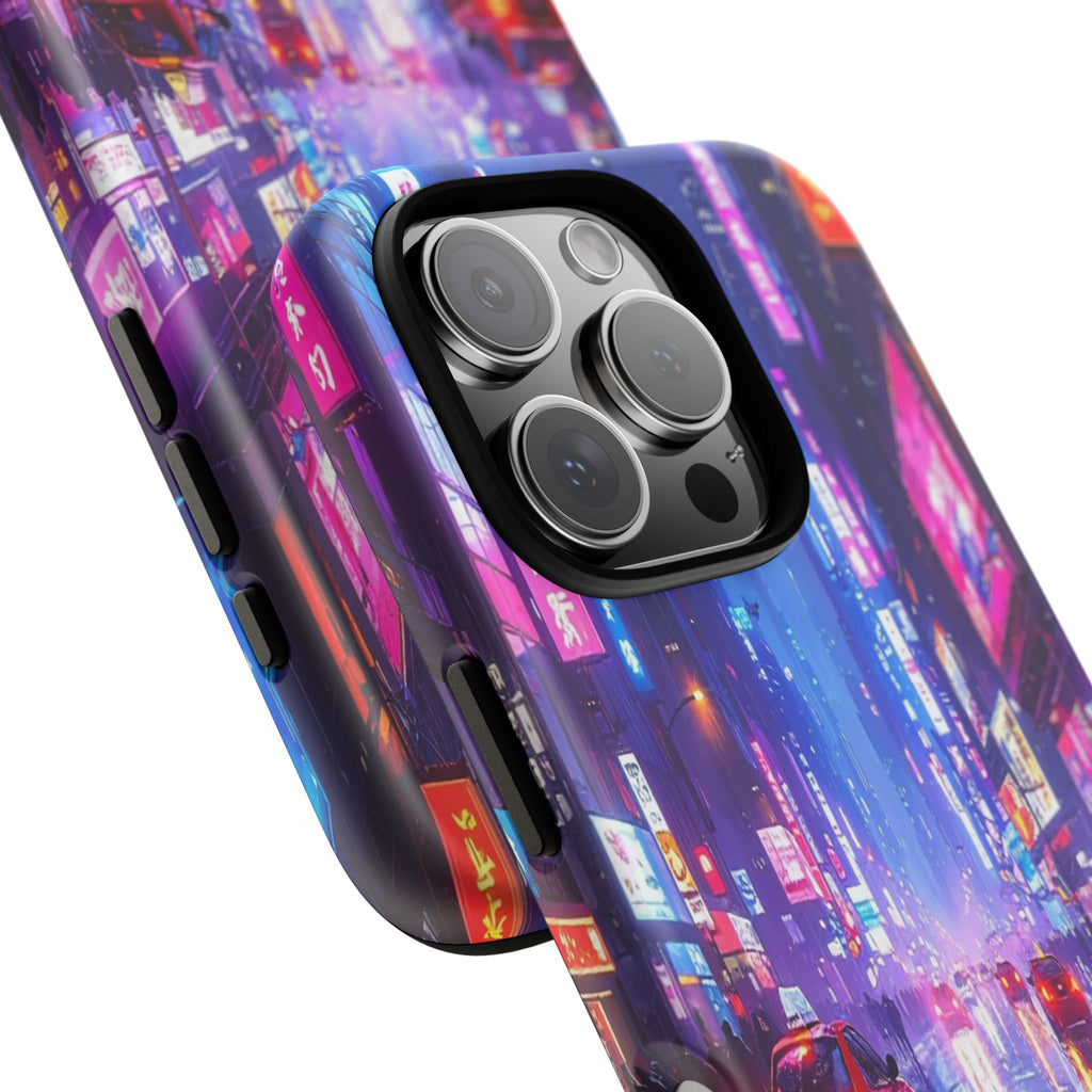 Neon Dystopia: Cyberpunk Metropolis, Urban Night Reflections - L’Art Suprême Phone Case