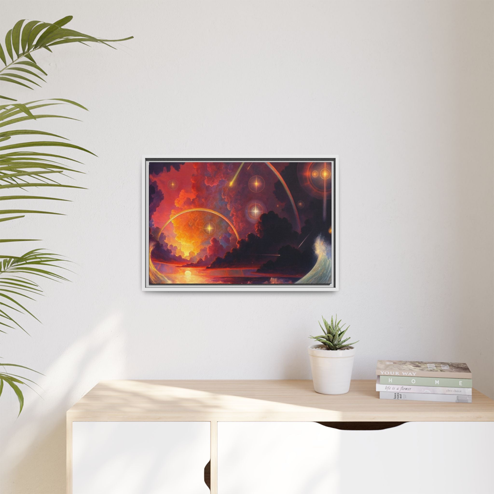 "Celestial Tides" – Framed Canvas Print