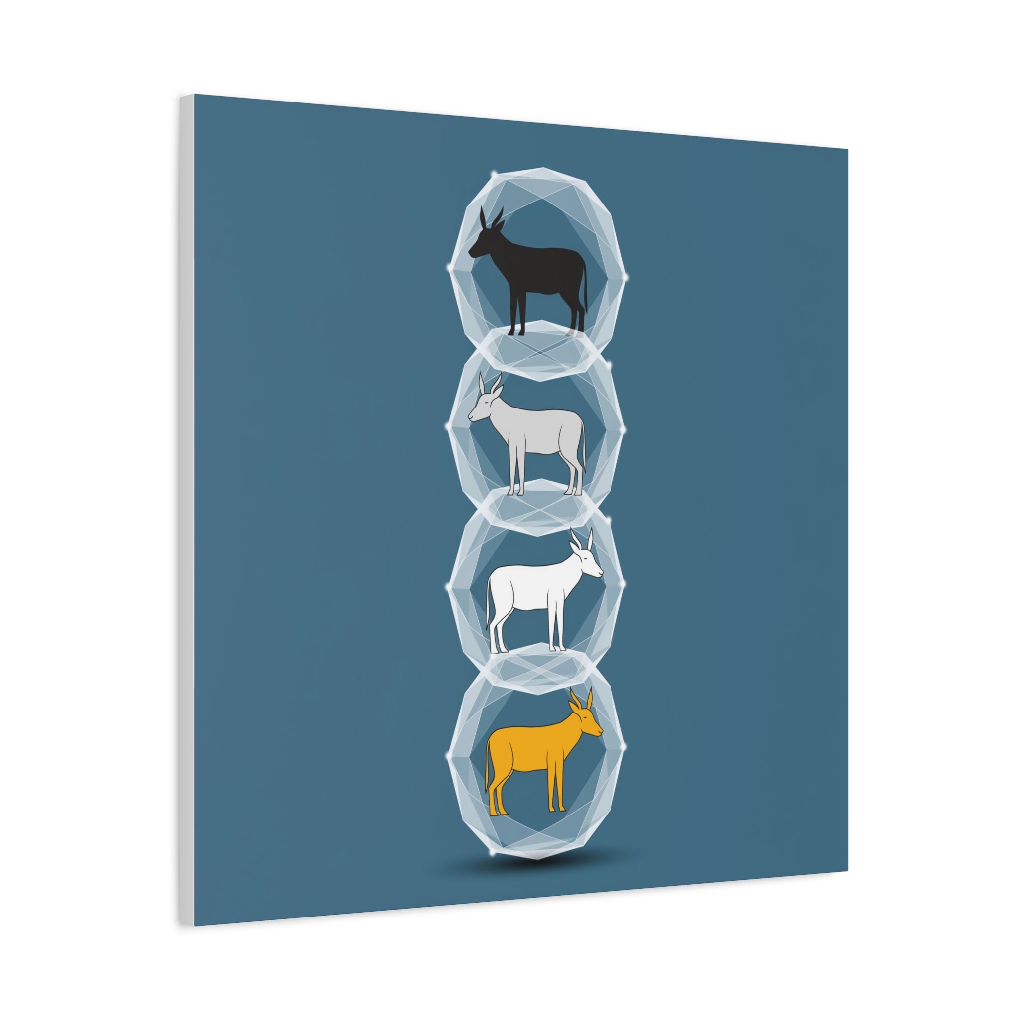 Encapsulated Ascent: Geometric Animal Silhouettes, Minimal Vertical Progression - L’Art Suprême Canvas