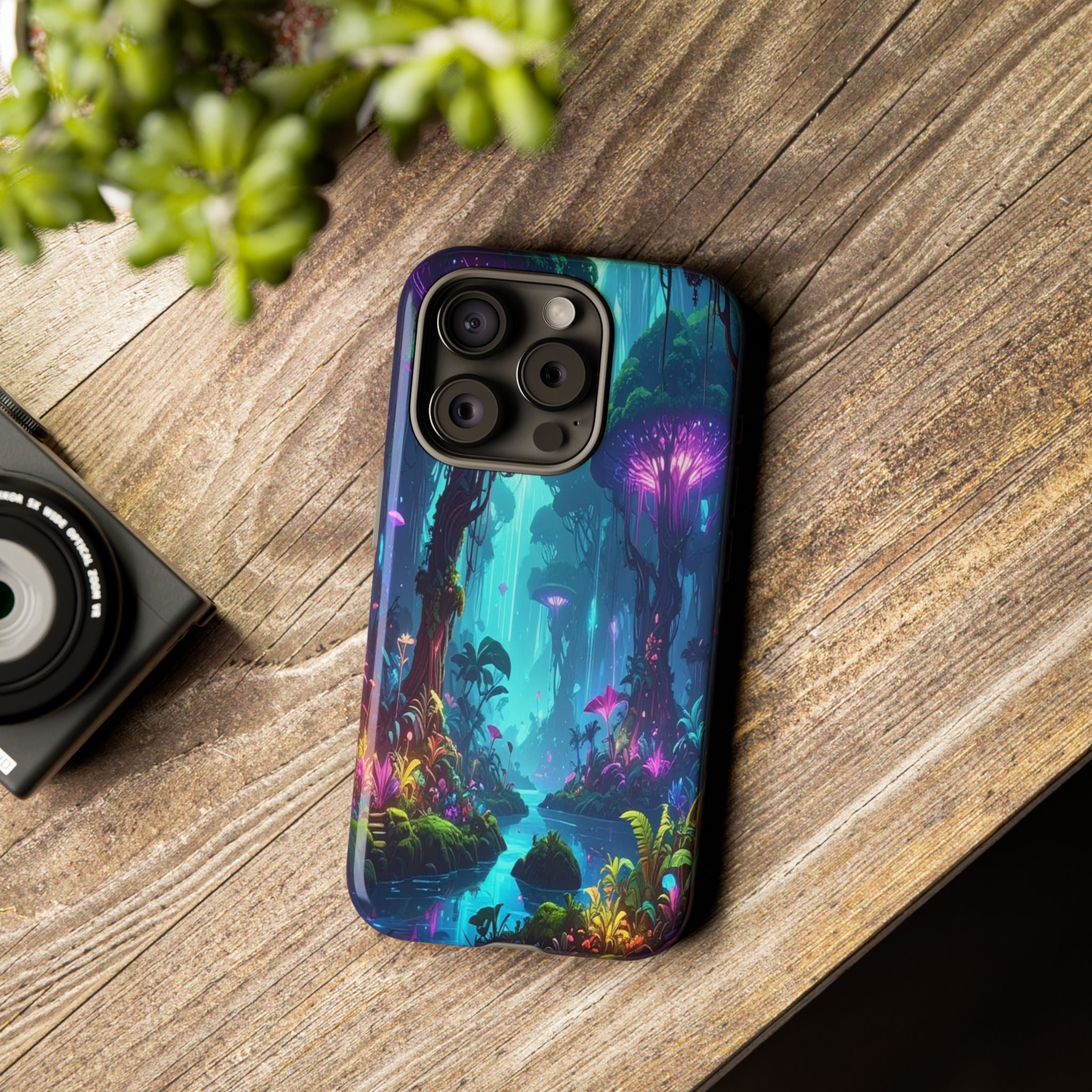 Bioluminescent Dreamscape: Ethereal Forest Fantasy, Digital Luminescence Illustration - L’Art Suprême Phone Case