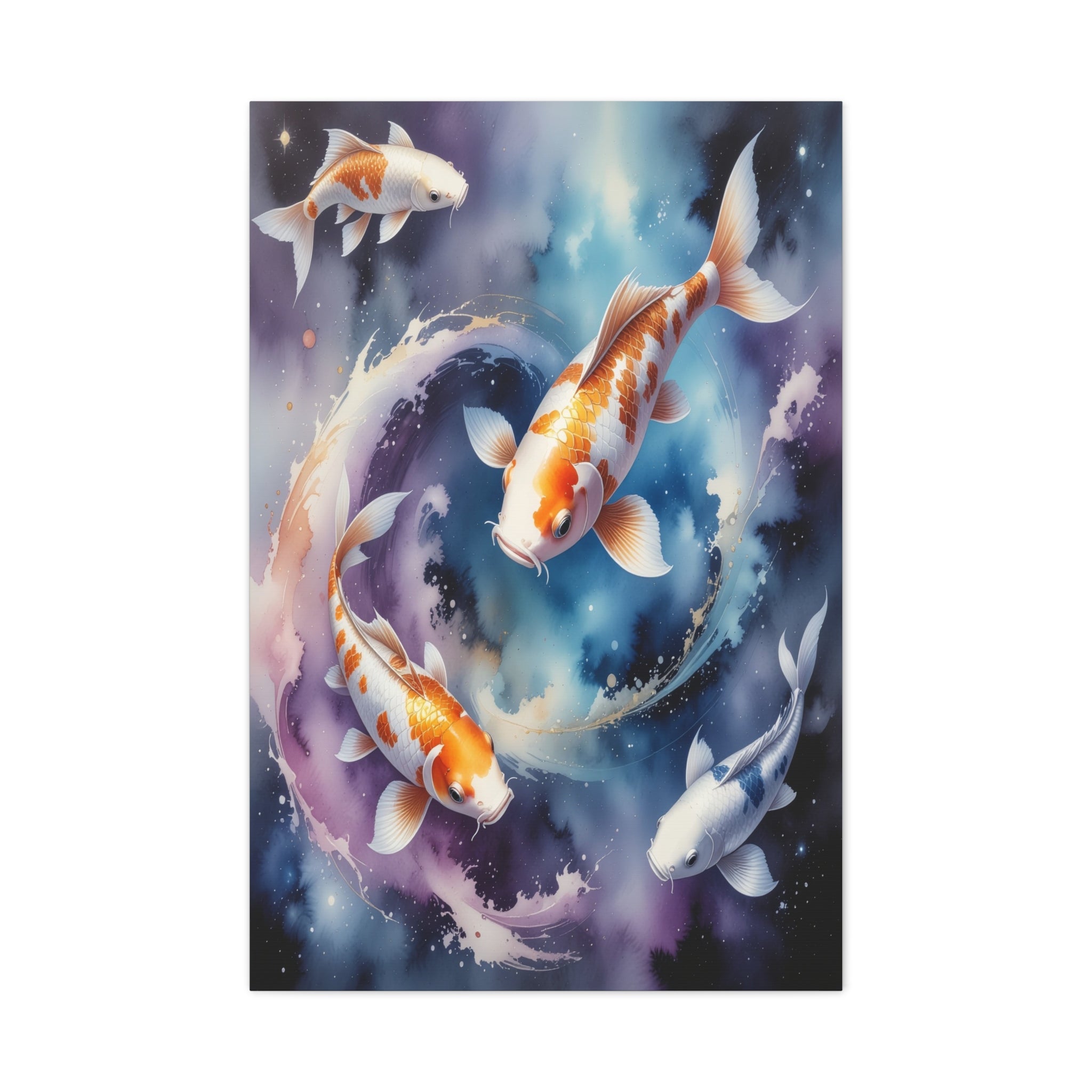 Cosmic Koi Symphony: Ethereal Underwater Space Journey, Digital Watercolor Fantasy - L’Art Suprême Canvas