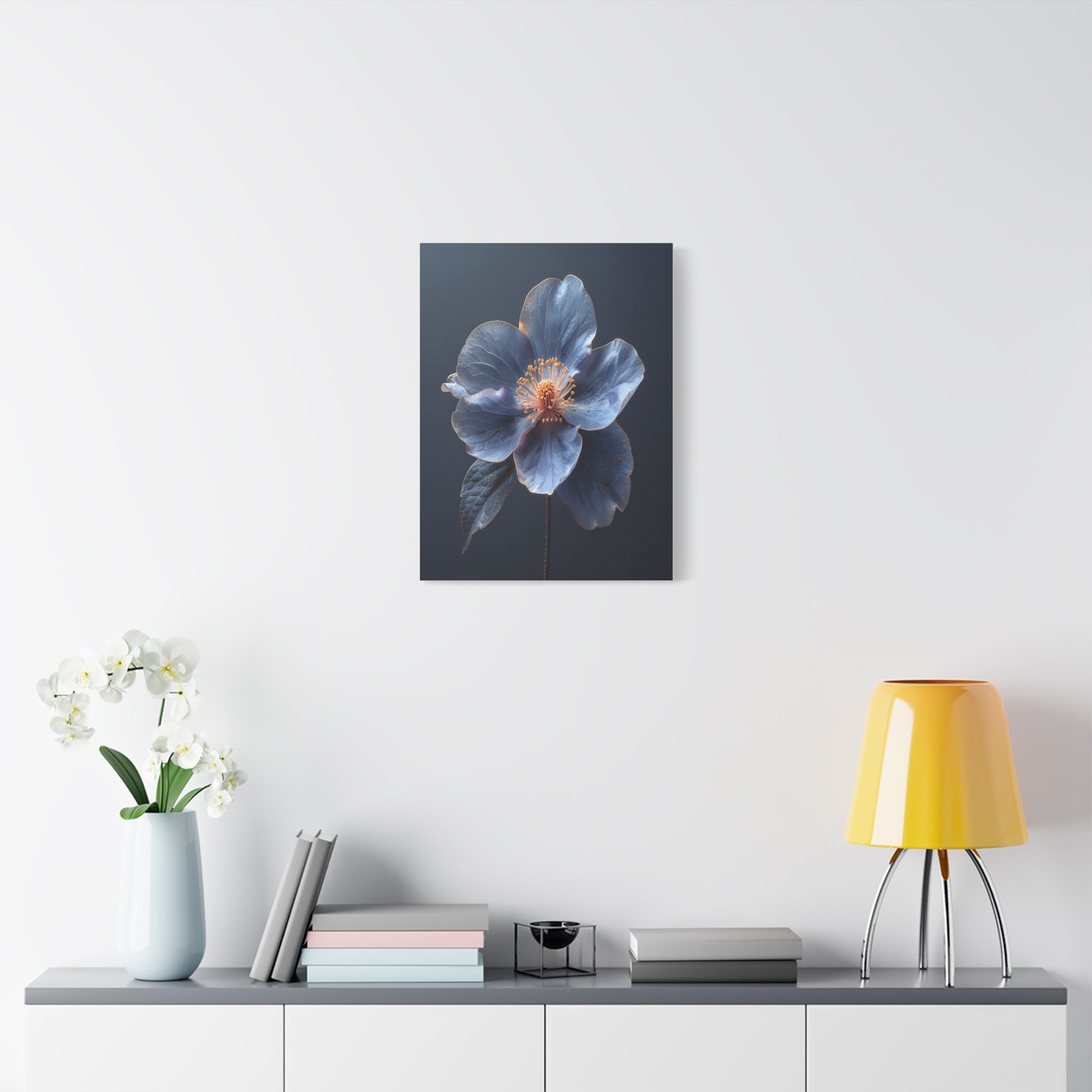 Ethereal Blue: Macro Botanical Photography, Delicate Floral Veins - L’Art Suprême Canvas