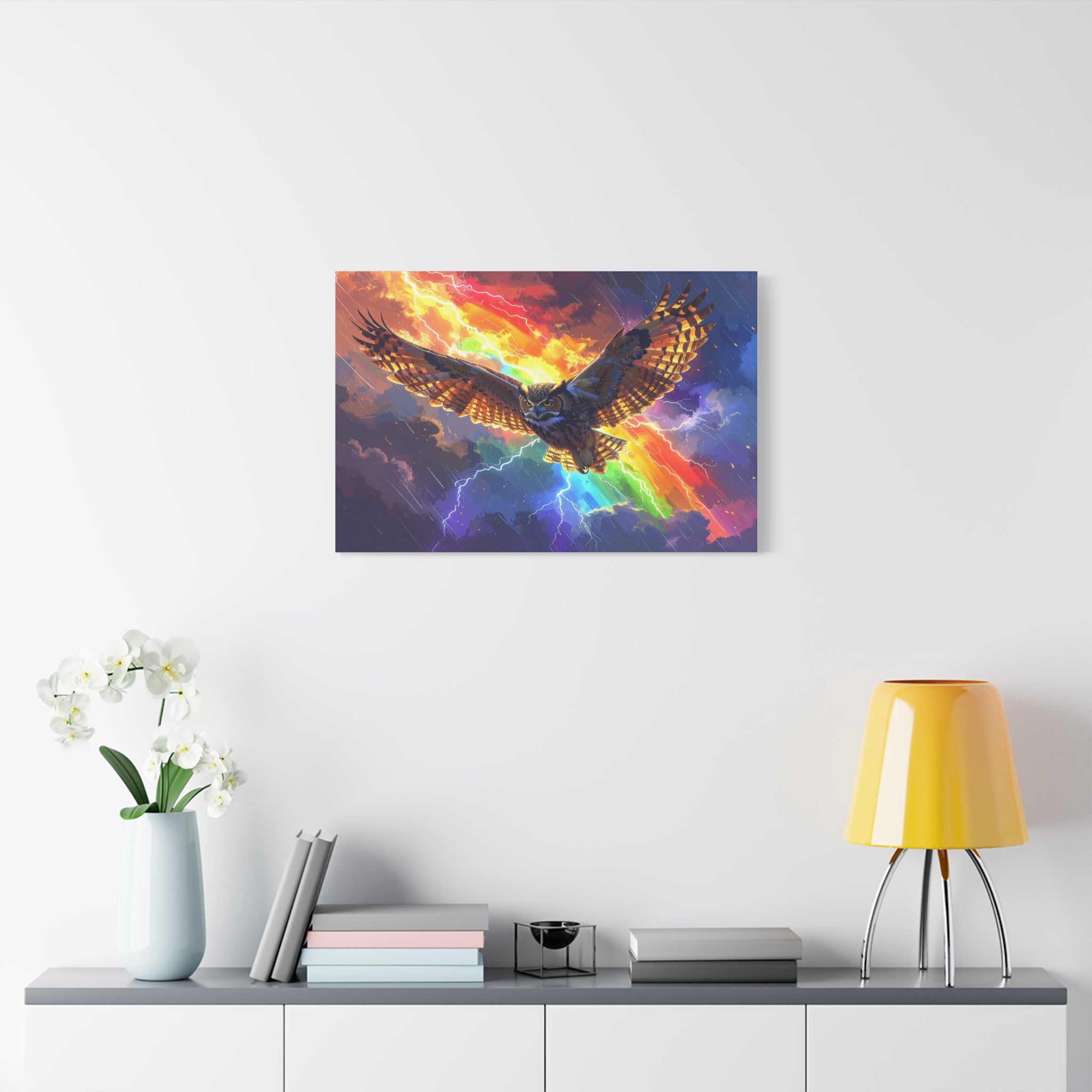 Thunder Spirit: Elemental Owl Ascension, Digital Fantasy Artwork - L’Art Suprême Canvas