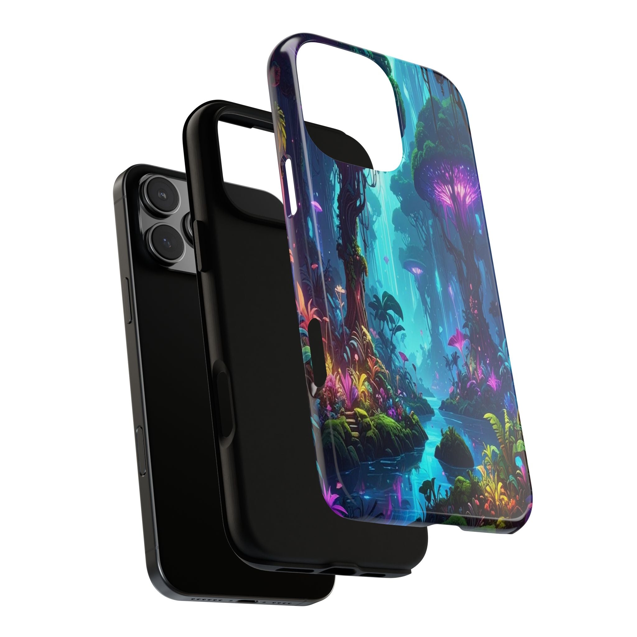 Bioluminescent Dreamscape: Ethereal Forest Fantasy, Digital Luminescence Illustration - L’Art Suprême Phone Case