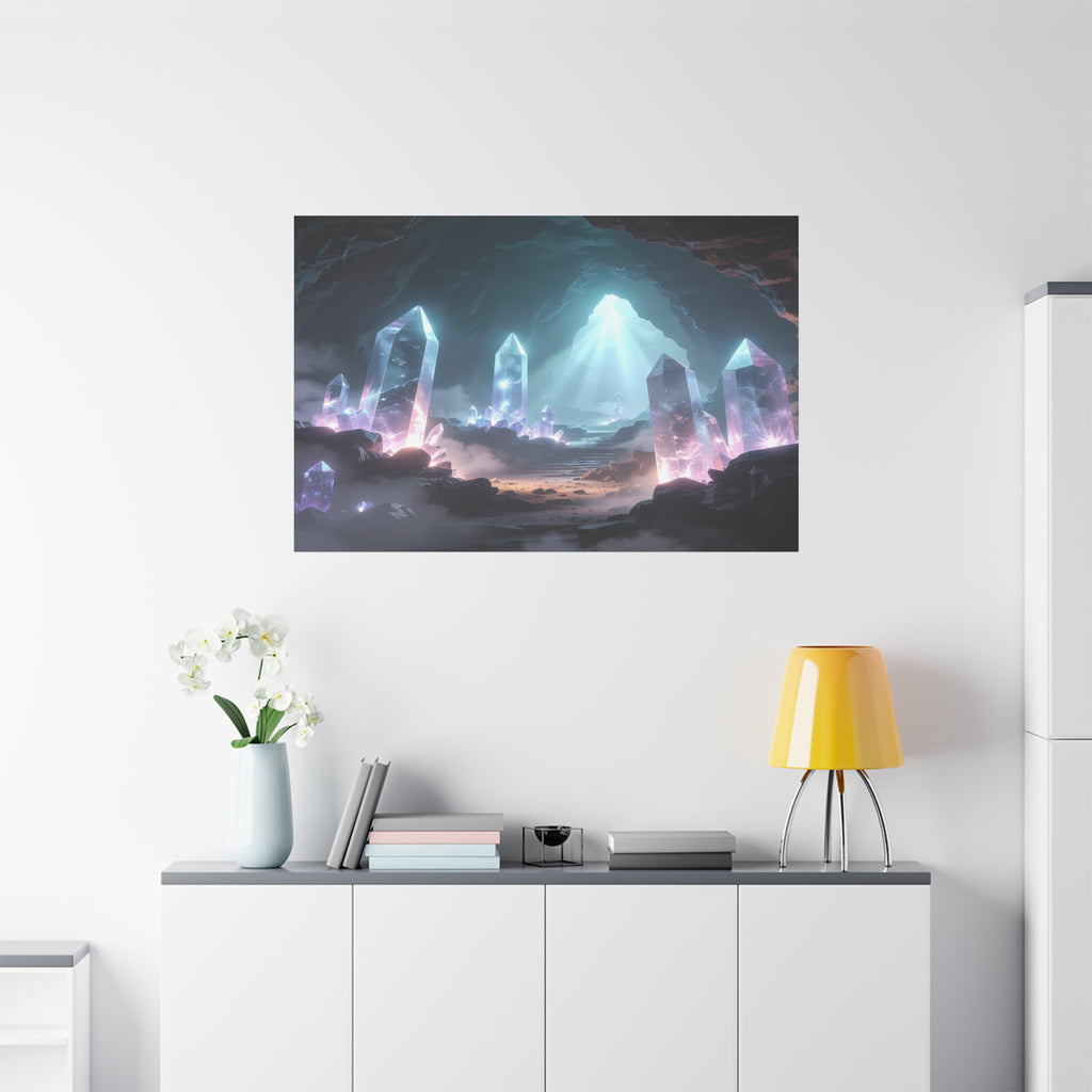 Crystal Reverie: Luminous Cavern Dreamscape, Ethereal Digital Fantasy Art - L’Art Suprême Canvas