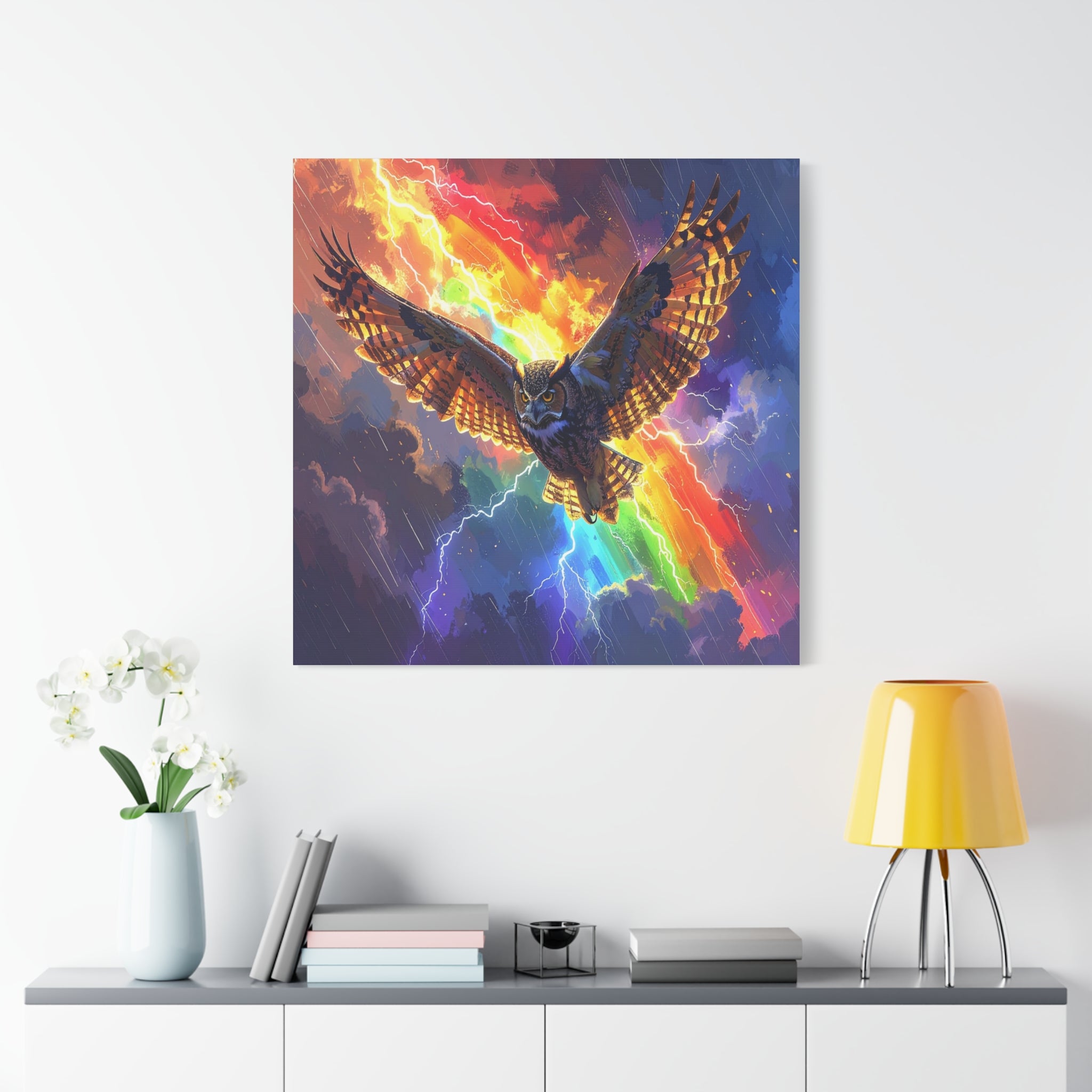 Thunder Spirit: Elemental Owl Ascension, Digital Fantasy Artwork - L’Art Suprême Canvas