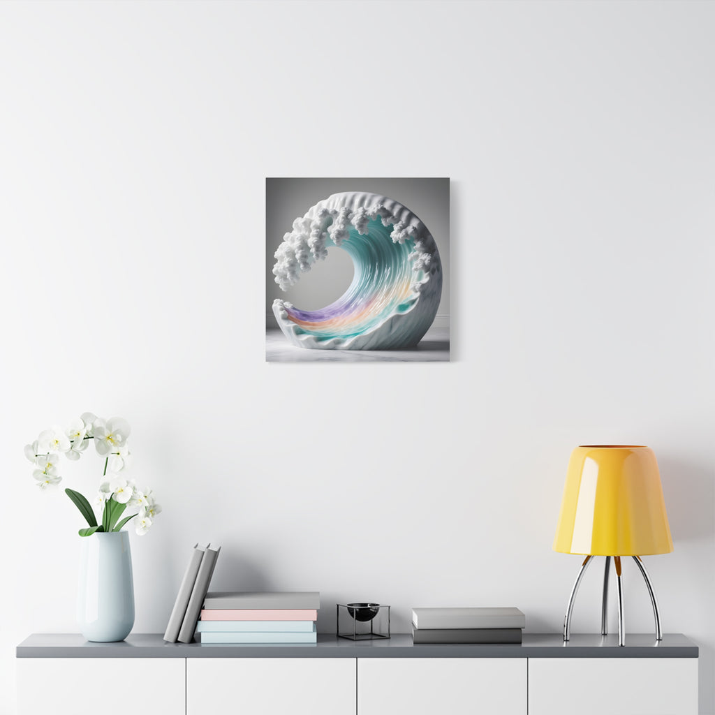 Oceanic Euphoria: Marble Wave Sculpture, Ethereal Aquatic Art - L’Art Suprême Canvas