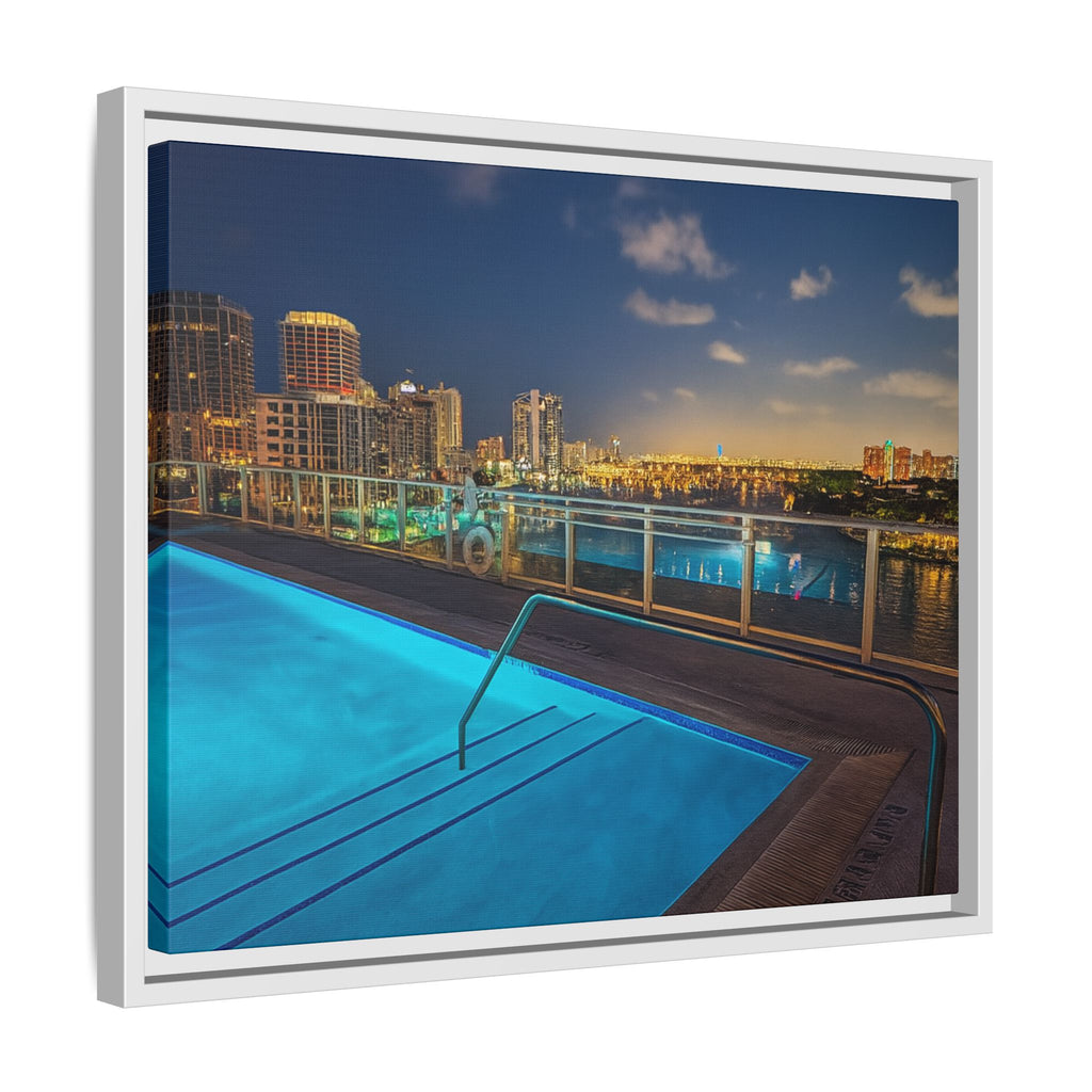 "Skyline Reflections" – Framed Canvas Print
