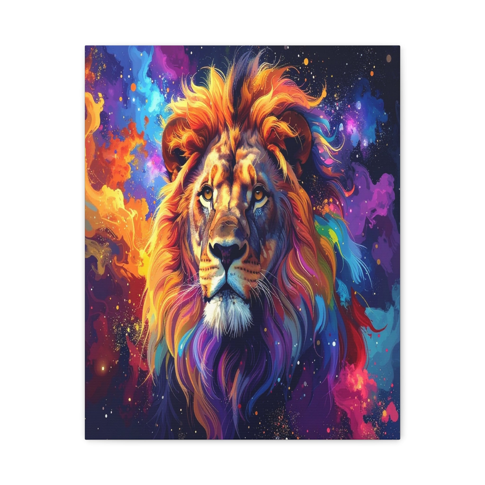 Cosmic Mane: Celestial Lion Portrait, Digital Cosmic Artwork - L’Art Suprême Canvas