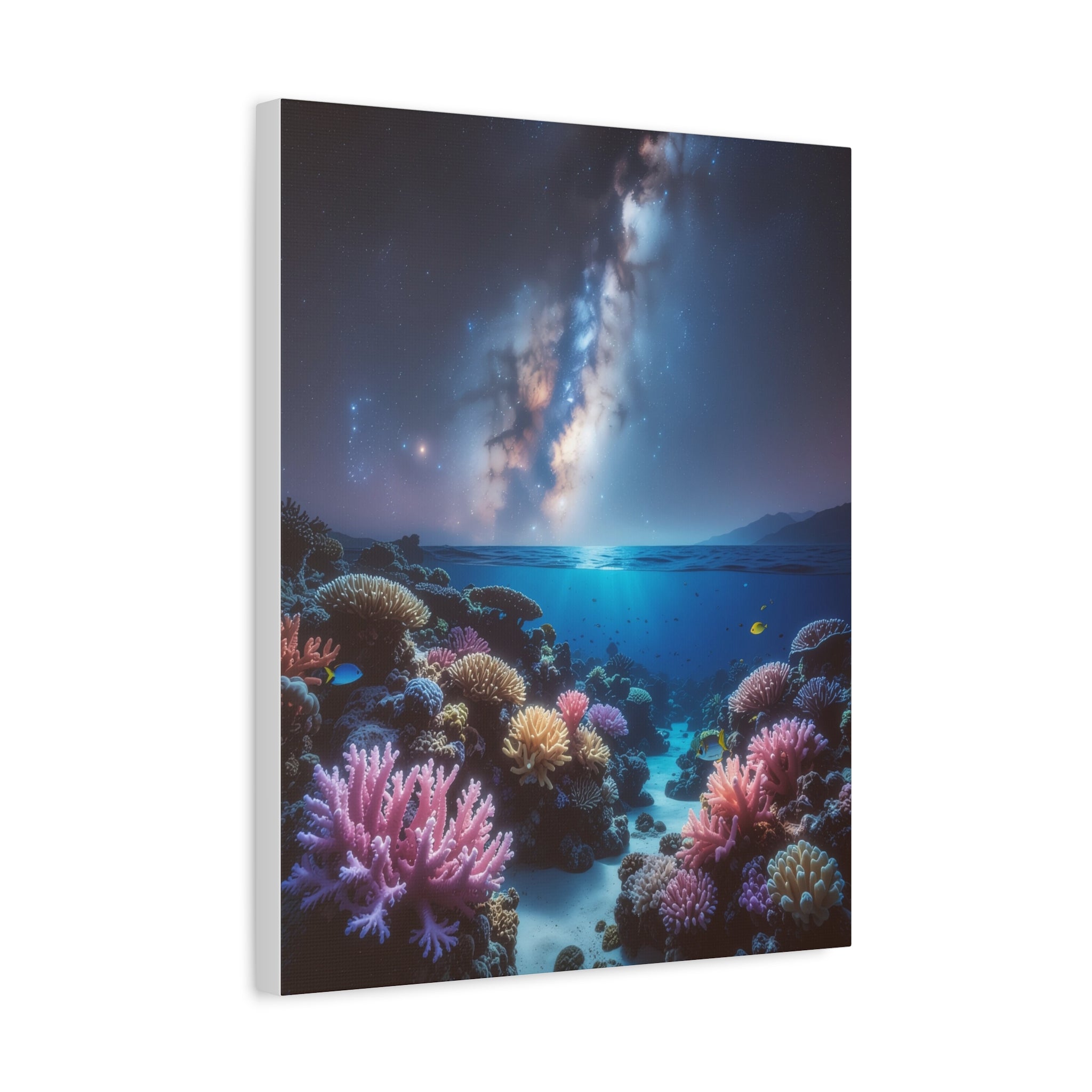 Cosmic Reef Harmony: Underwater Seascape Panorama, Milky Way Marine Dreamscape - L’Art Suprême Canvas