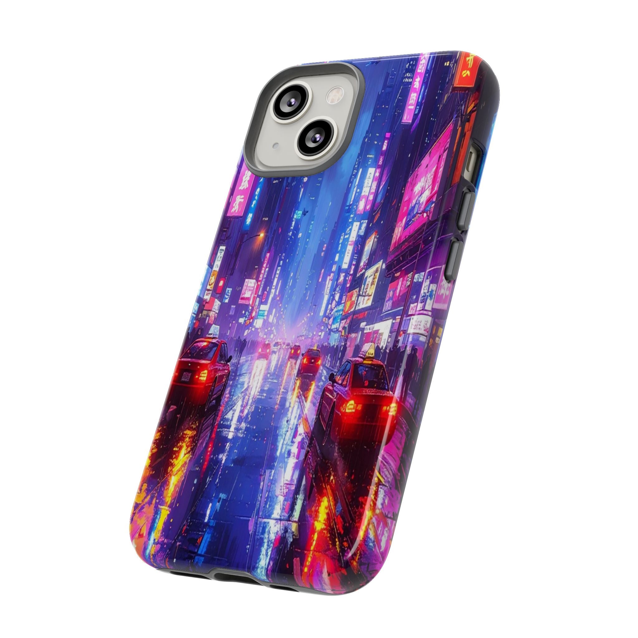 Neon Dystopia: Cyberpunk Metropolis, Urban Night Reflections - L’Art Suprême Phone Case