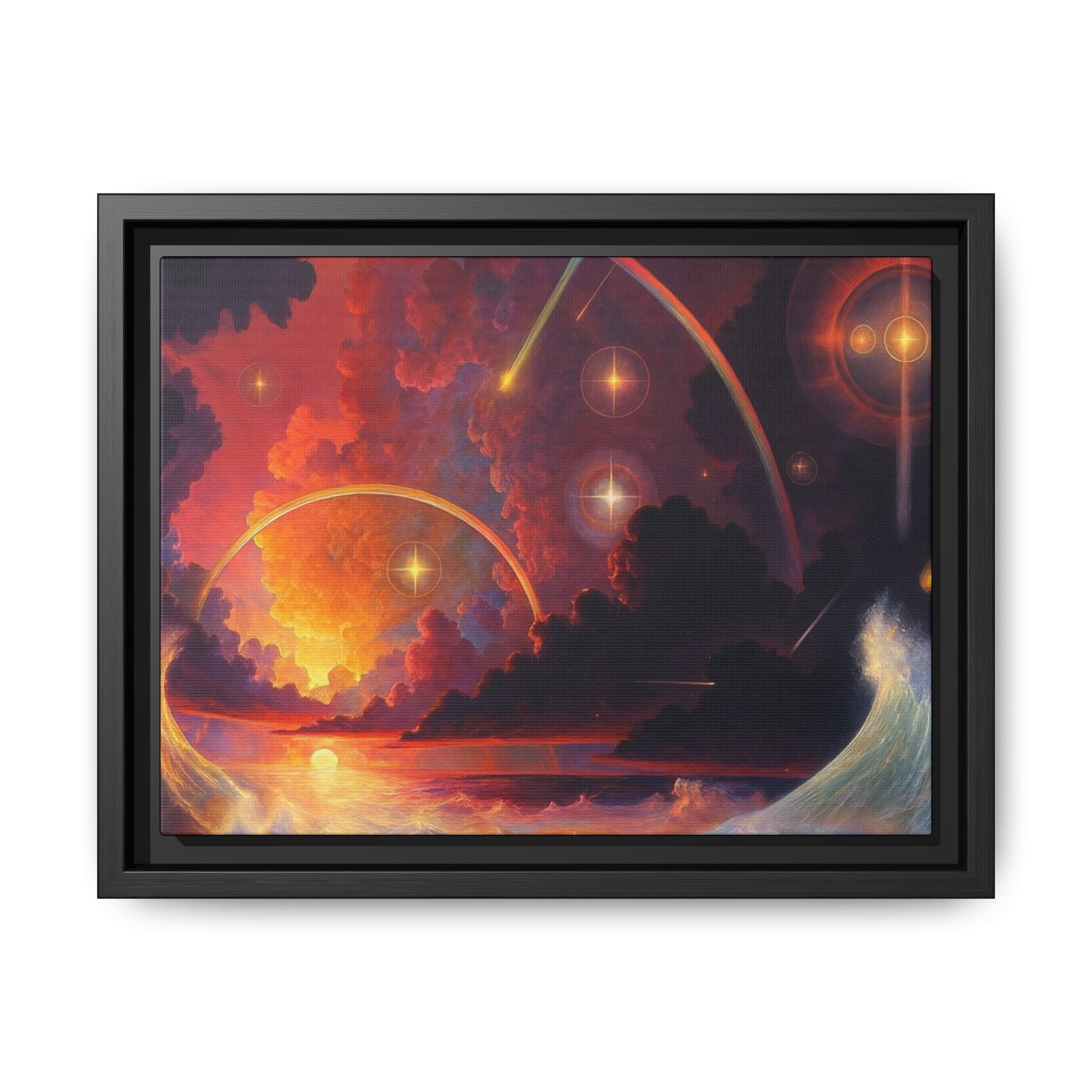 "Celestial Tides" – Framed Canvas Print