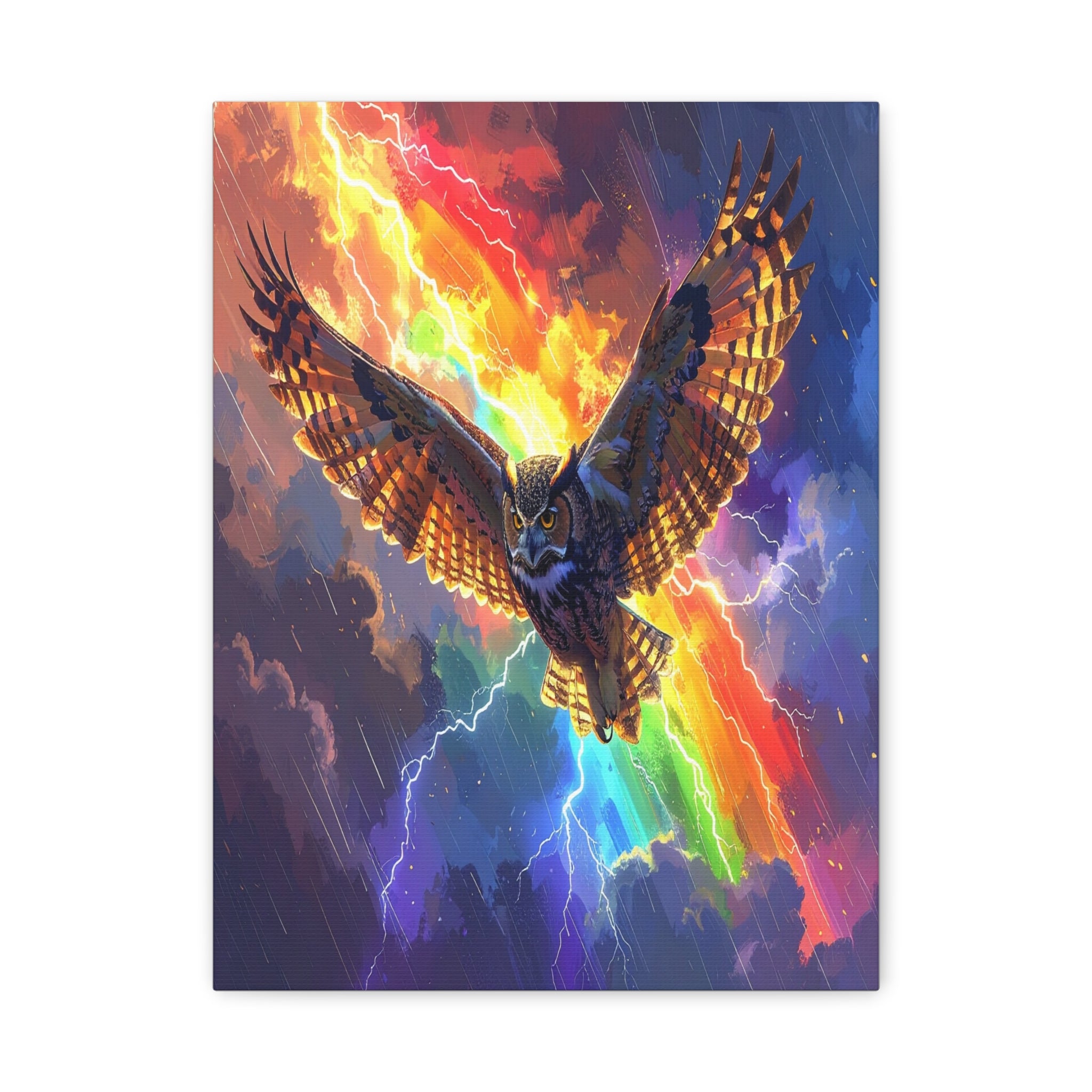 Thunder Spirit: Elemental Owl Ascension, Digital Fantasy Artwork - L’Art Suprême Canvas