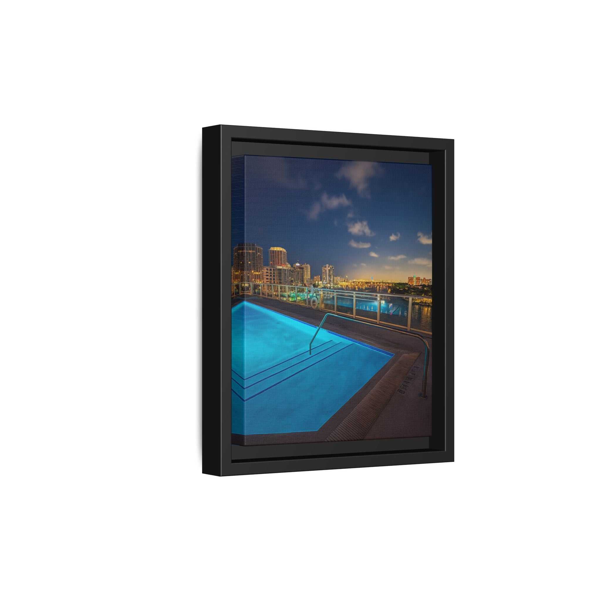 "Skyline Reflections" – Framed Canvas Print