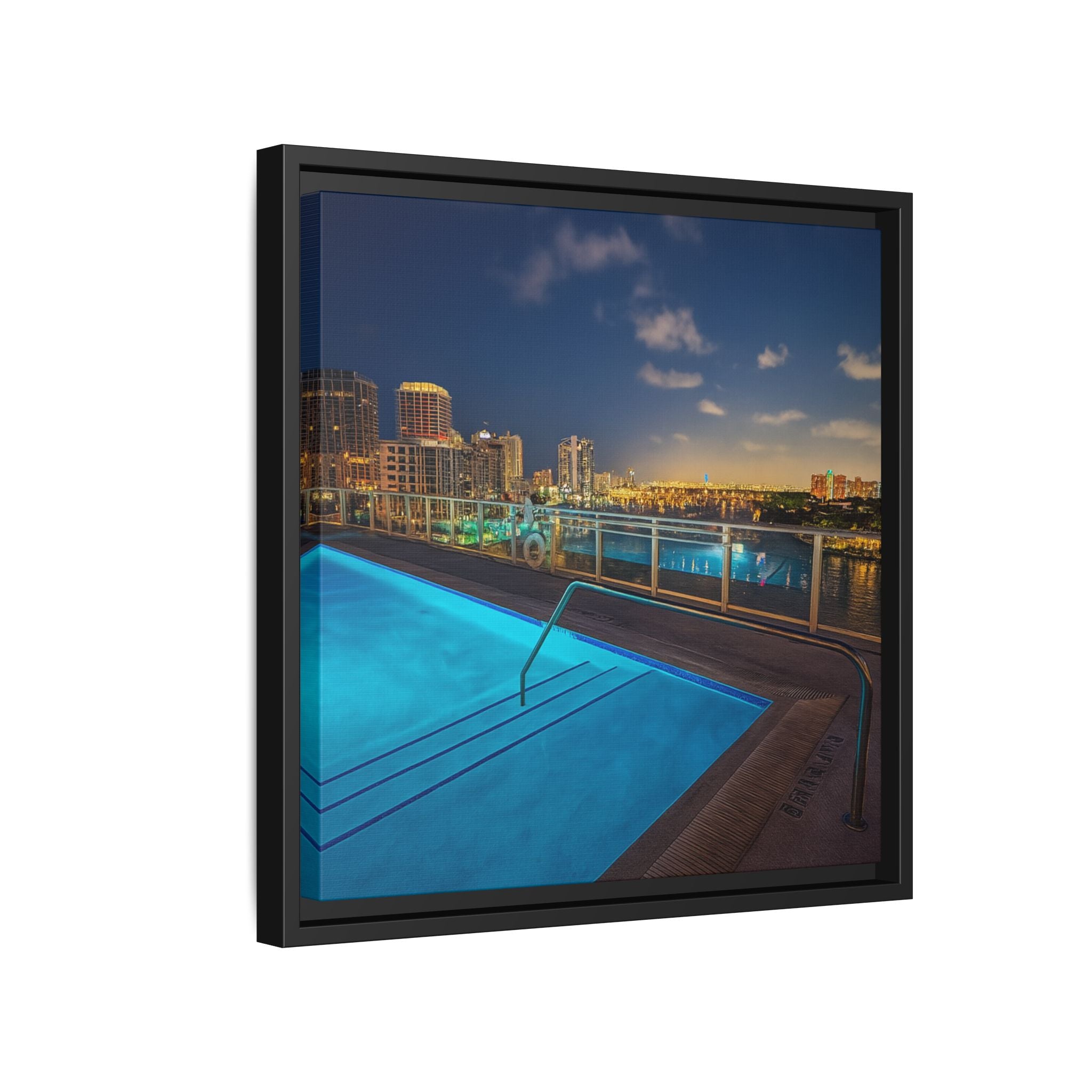 "Skyline Reflections" – Framed Canvas Print