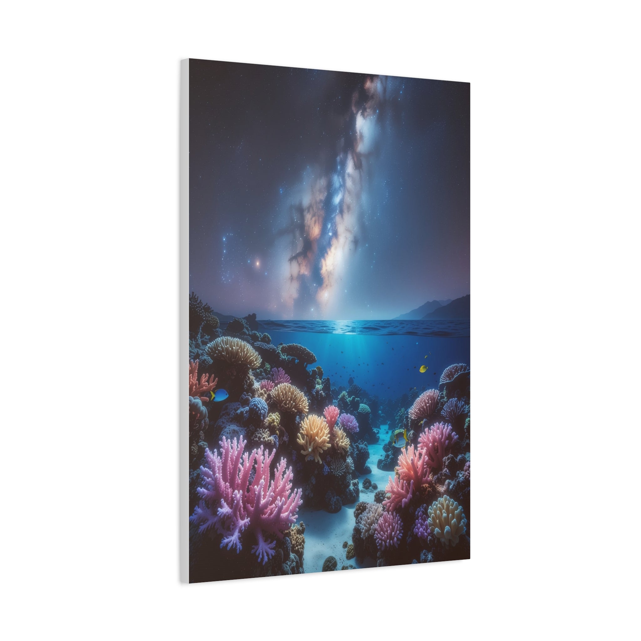 Cosmic Reef Harmony: Underwater Seascape Panorama, Milky Way Marine Dreamscape - L’Art Suprême Canvas