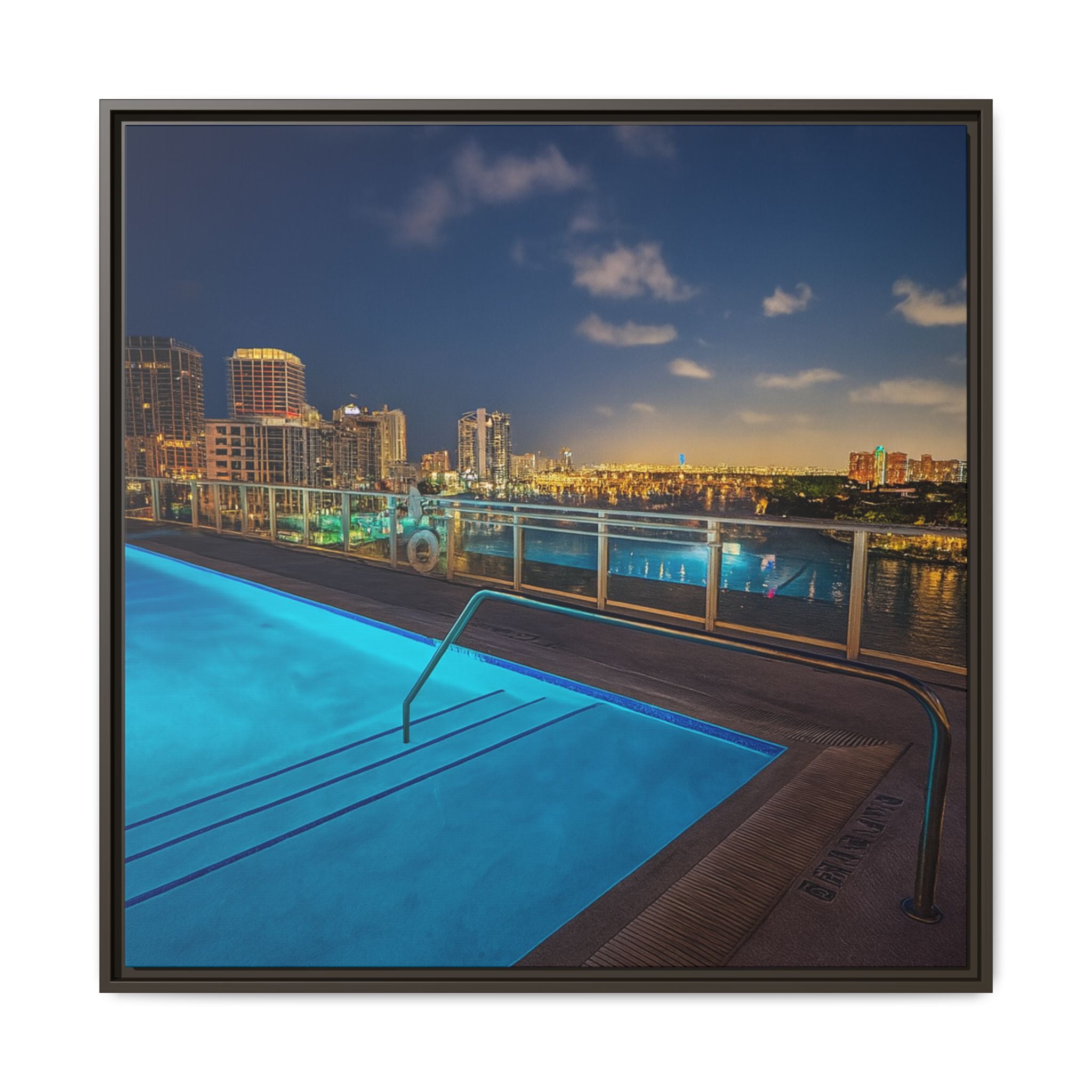 "Skyline Reflections" – Framed Canvas Print