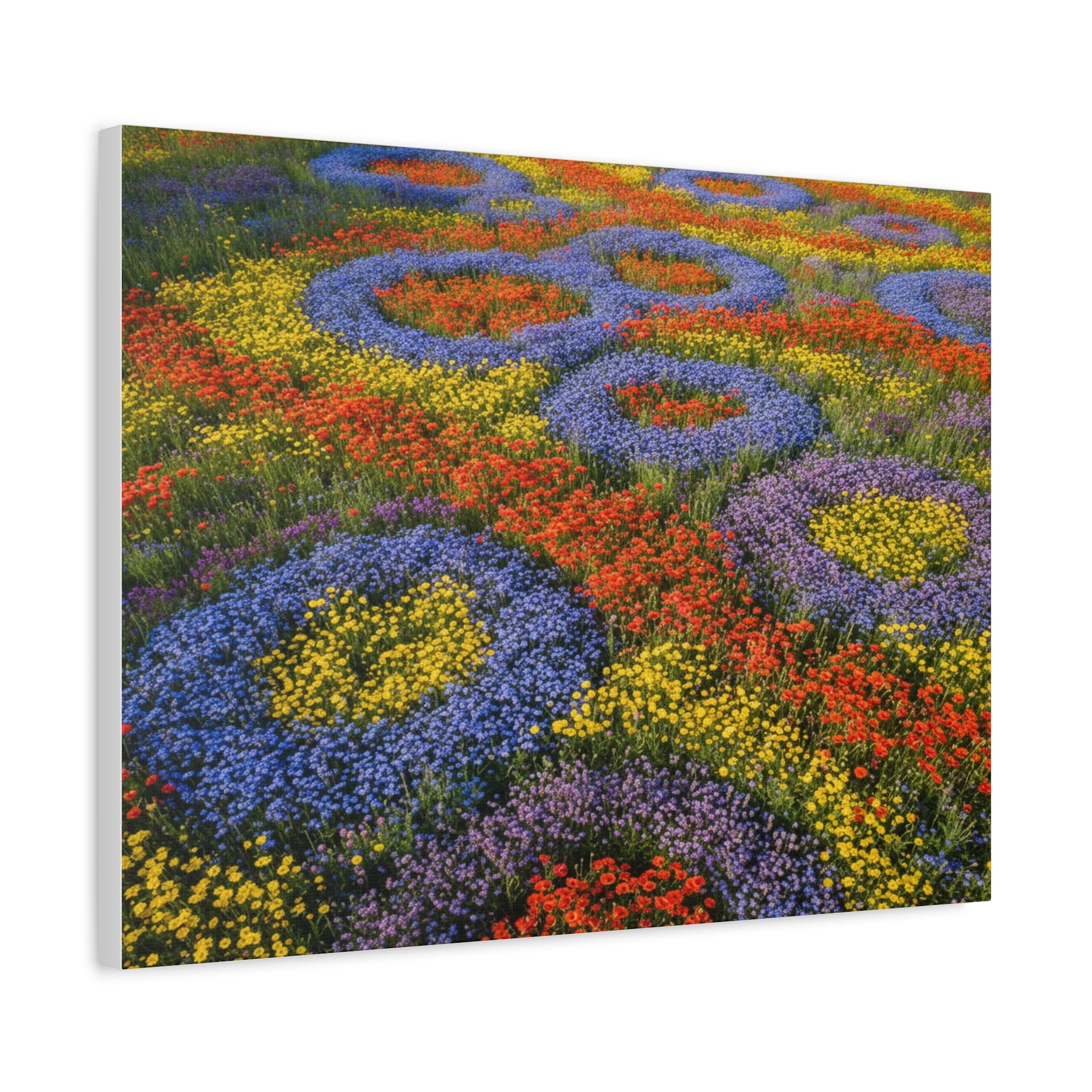 Geometric Garden: Kaleidoscopic Floral Landscape, Vibrant Botanical Patterns - L’Art Suprême Canvas
