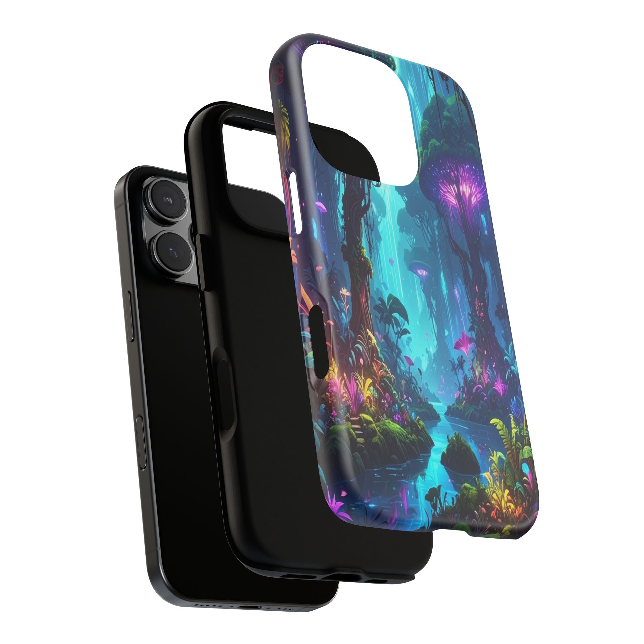 Bioluminescent Dreamscape: Ethereal Forest Fantasy, Digital Luminescence Illustration - L’Art Suprême Phone Case