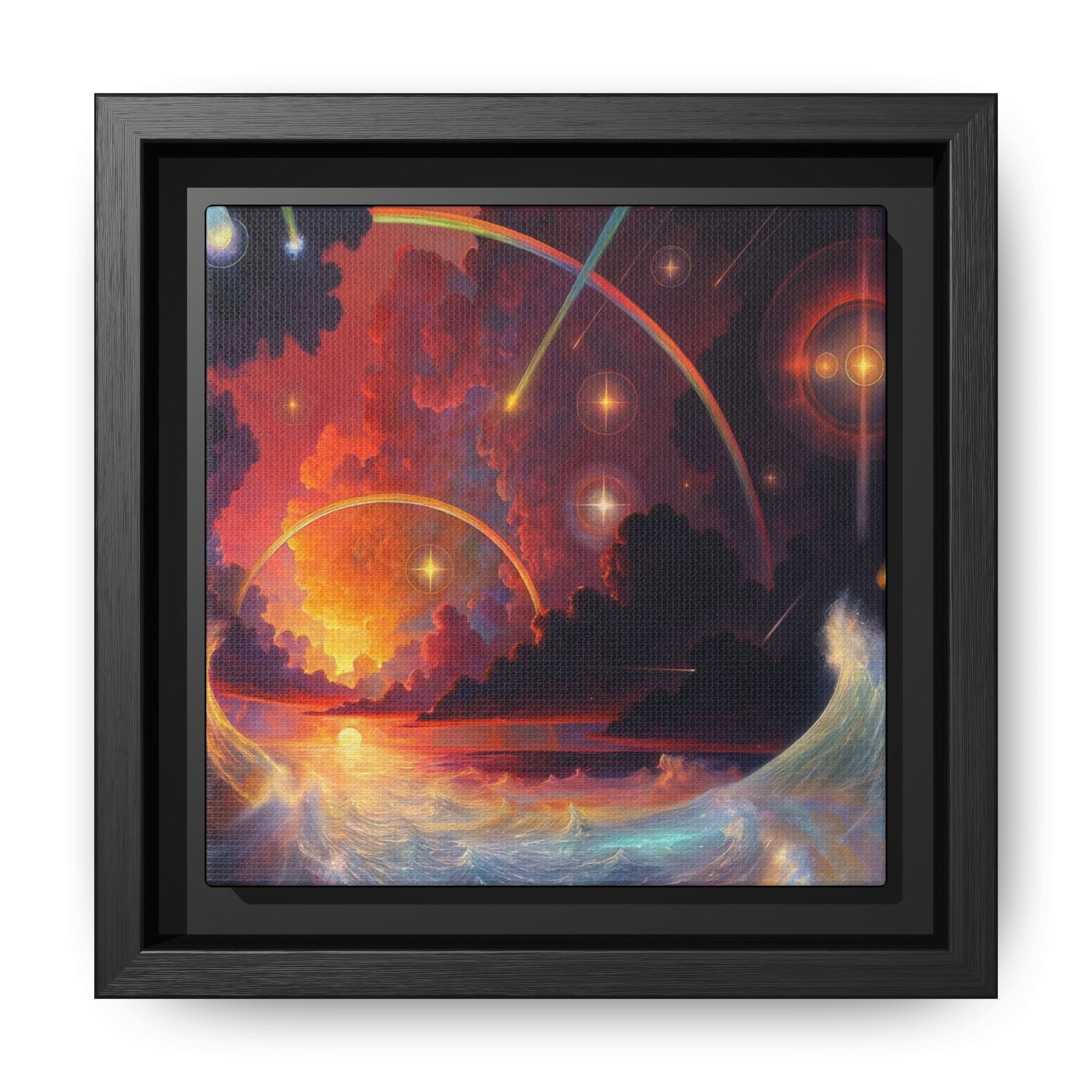 "Celestial Tides" – Framed Canvas Print