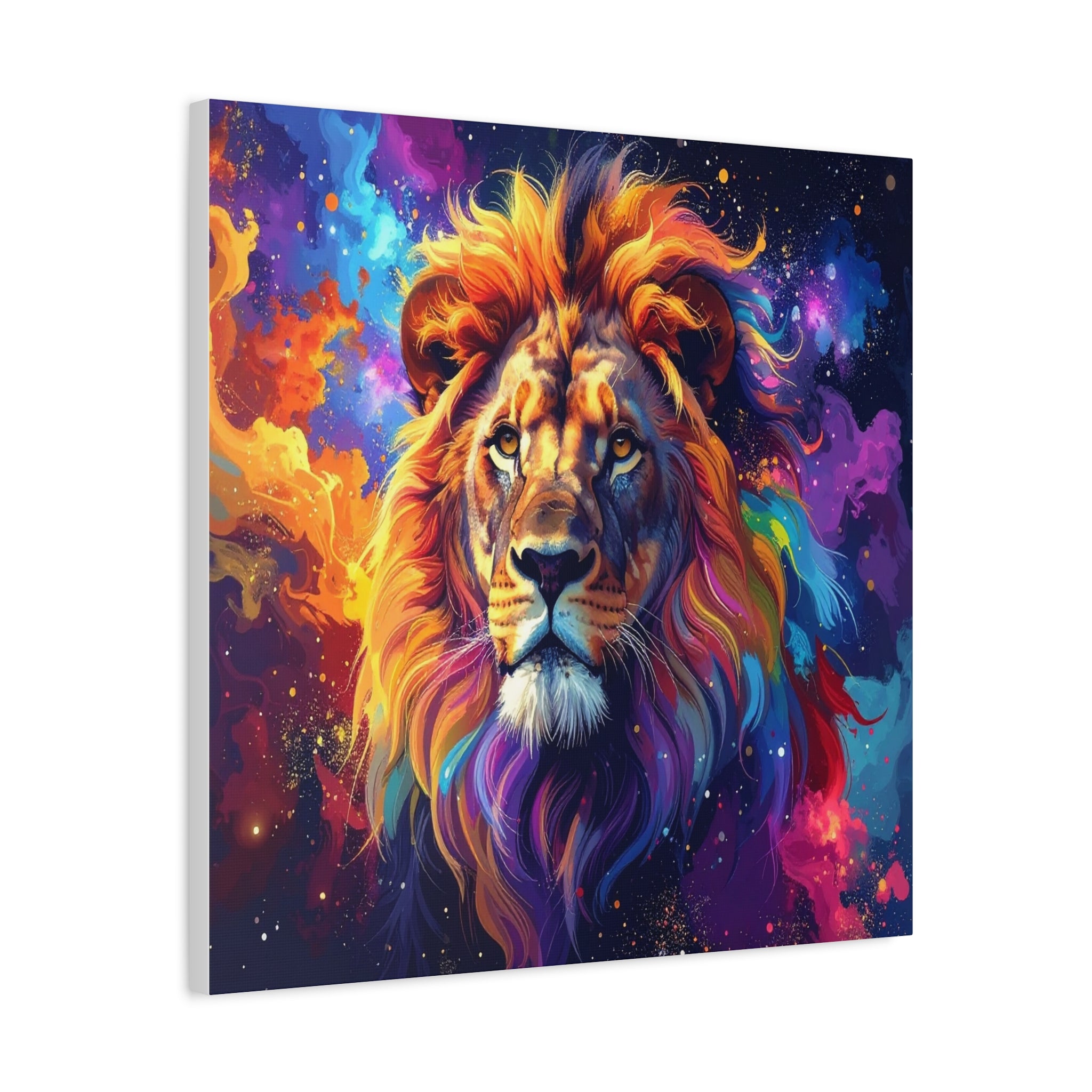 Cosmic Mane: Celestial Lion Portrait, Digital Cosmic Artwork - L’Art Suprême Canvas