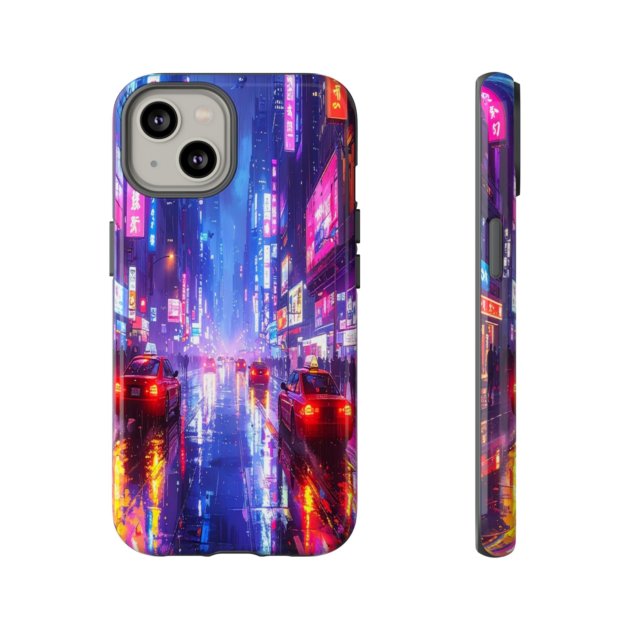 Neon Dystopia: Cyberpunk Metropolis, Urban Night Reflections - L’Art Suprême Phone Case