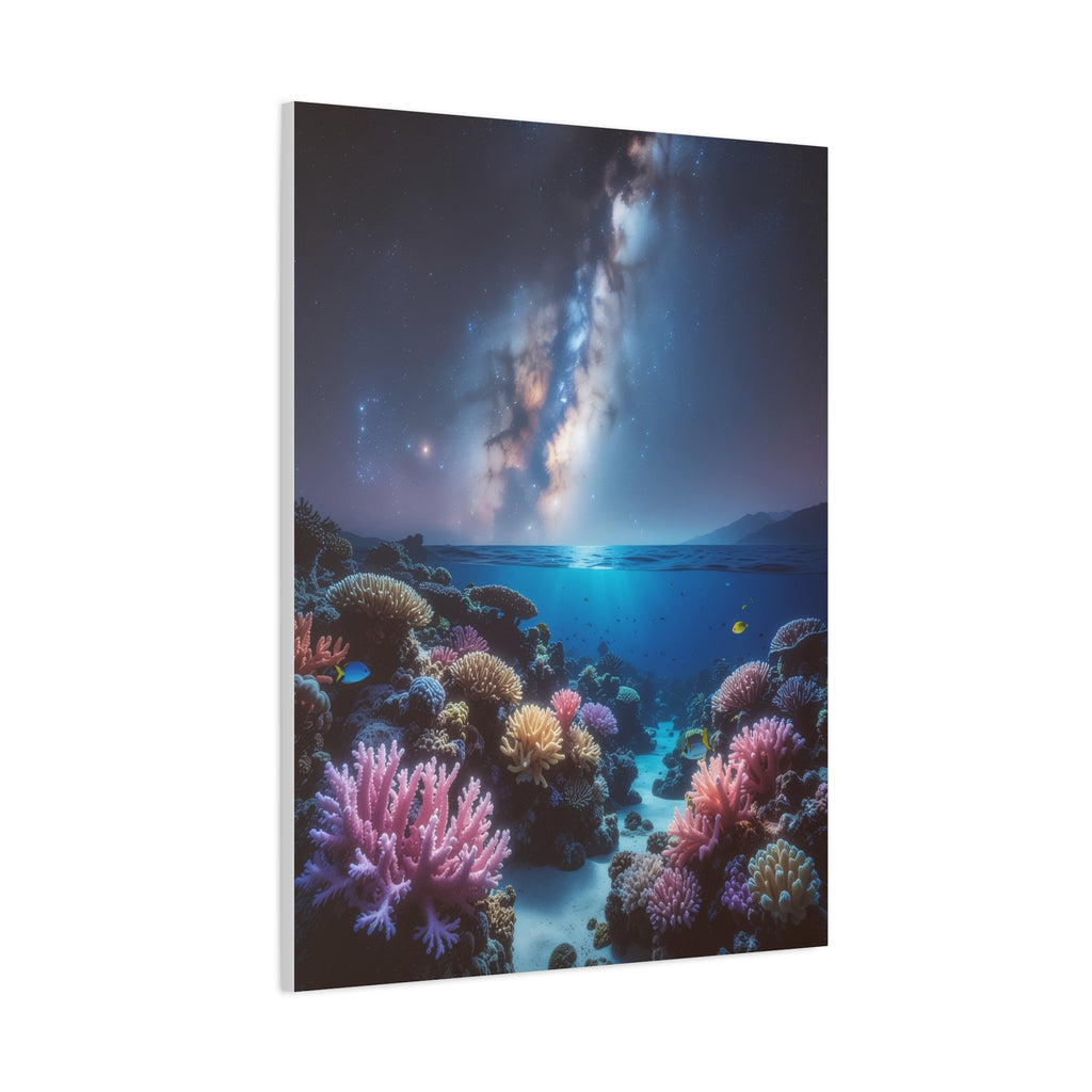 Cosmic Reef Harmony: Underwater Seascape Panorama, Milky Way Marine Dreamscape - L’Art Suprême Canvas