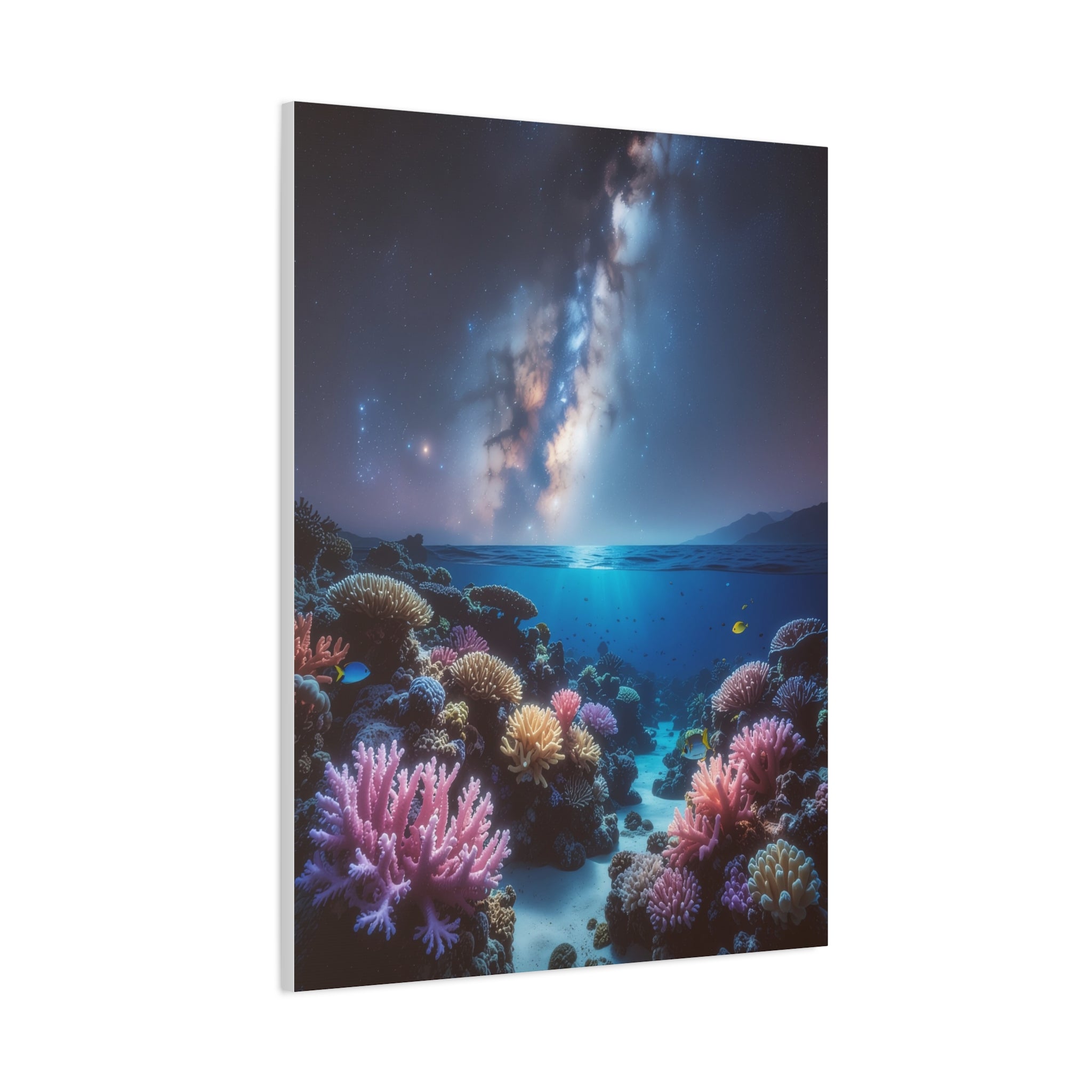 Cosmic Reef Harmony: Underwater Seascape Panorama, Milky Way Marine Dreamscape - L’Art Suprême Canvas