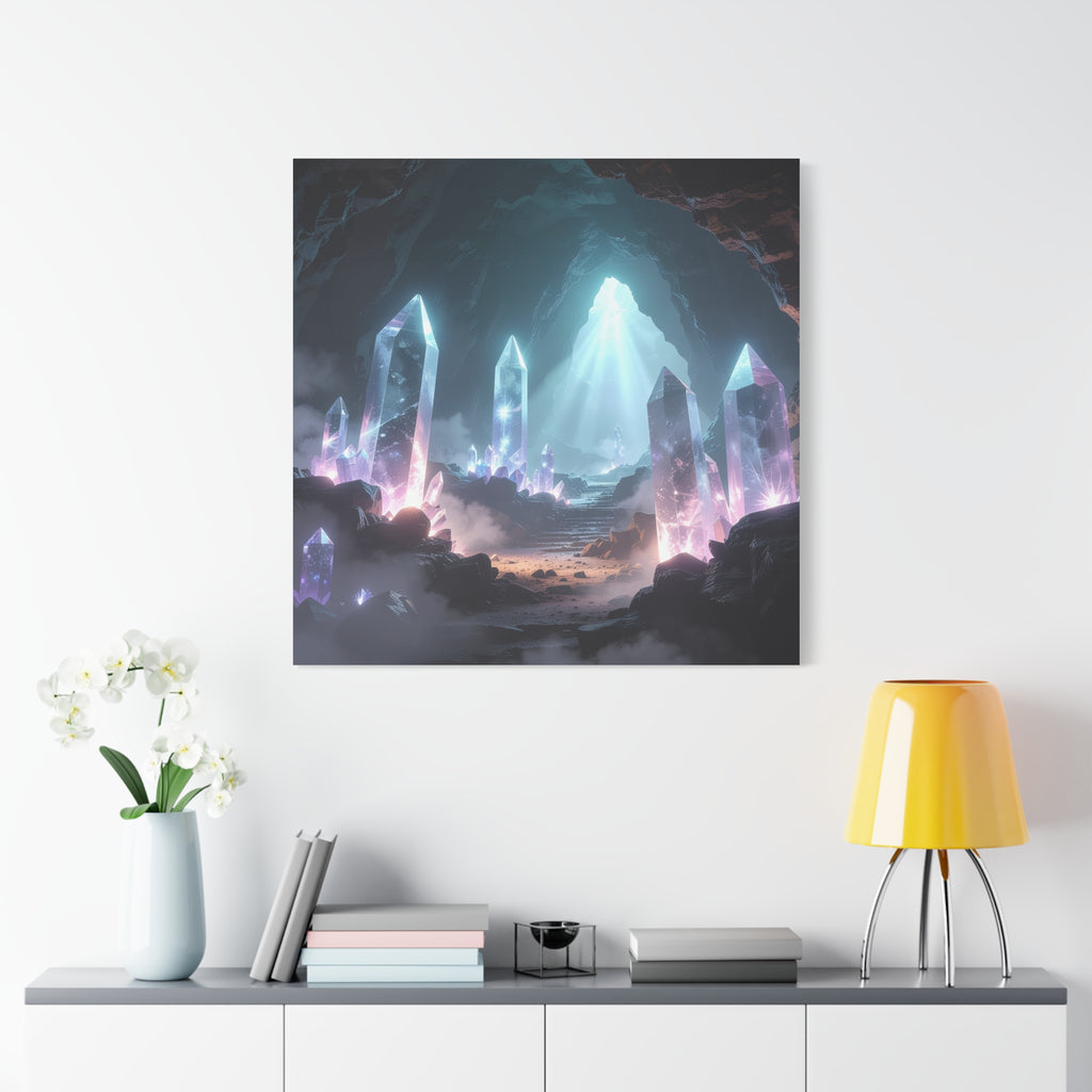 Crystal Reverie: Luminous Cavern Dreamscape, Ethereal Digital Fantasy Art - L’Art Suprême Canvas
