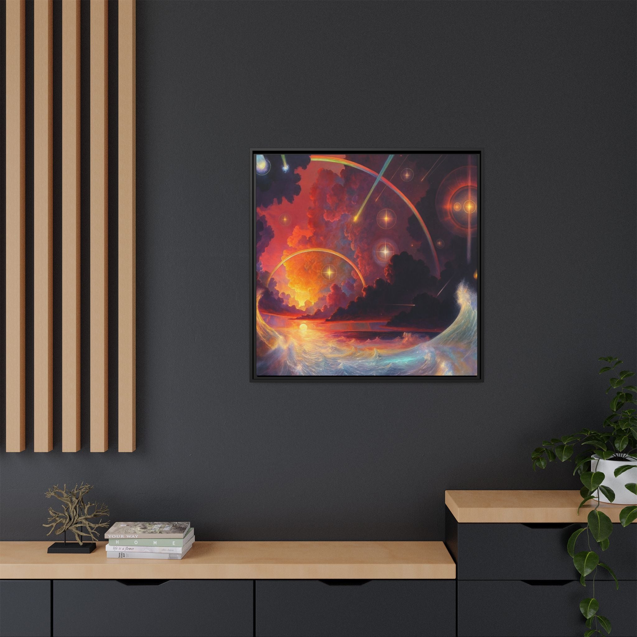"Celestial Tides" – Framed Canvas Print