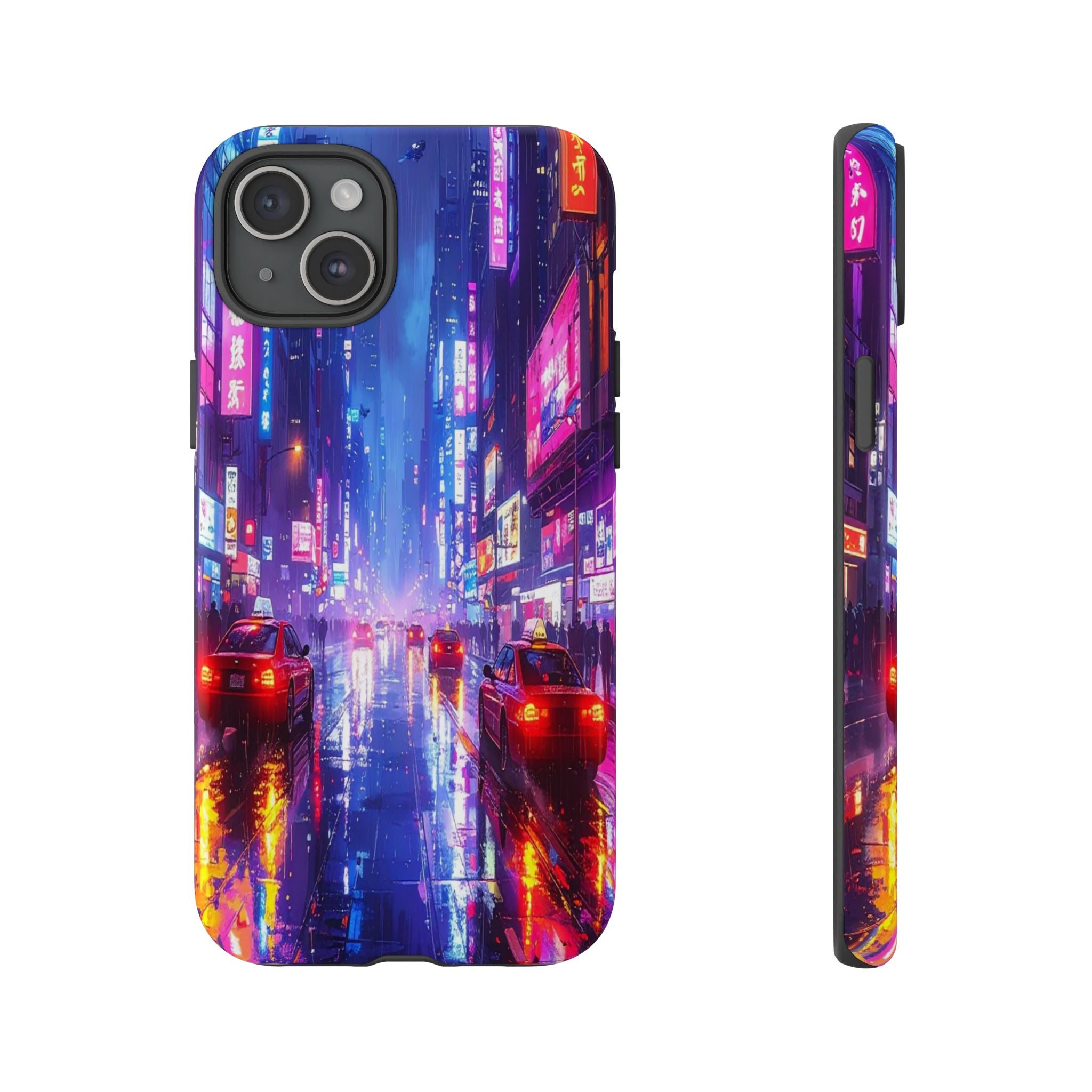 Neon Dystopia: Cyberpunk Metropolis, Urban Night Reflections - L’Art Suprême Phone Case