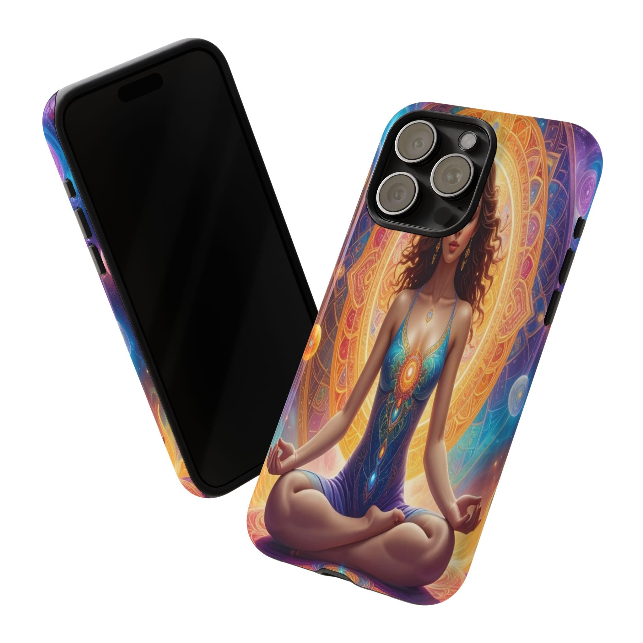 Cosmic Awakening: Spiritual Meditation Mandala, Celestial Energy Visualization - L’Art Suprême Phone Case