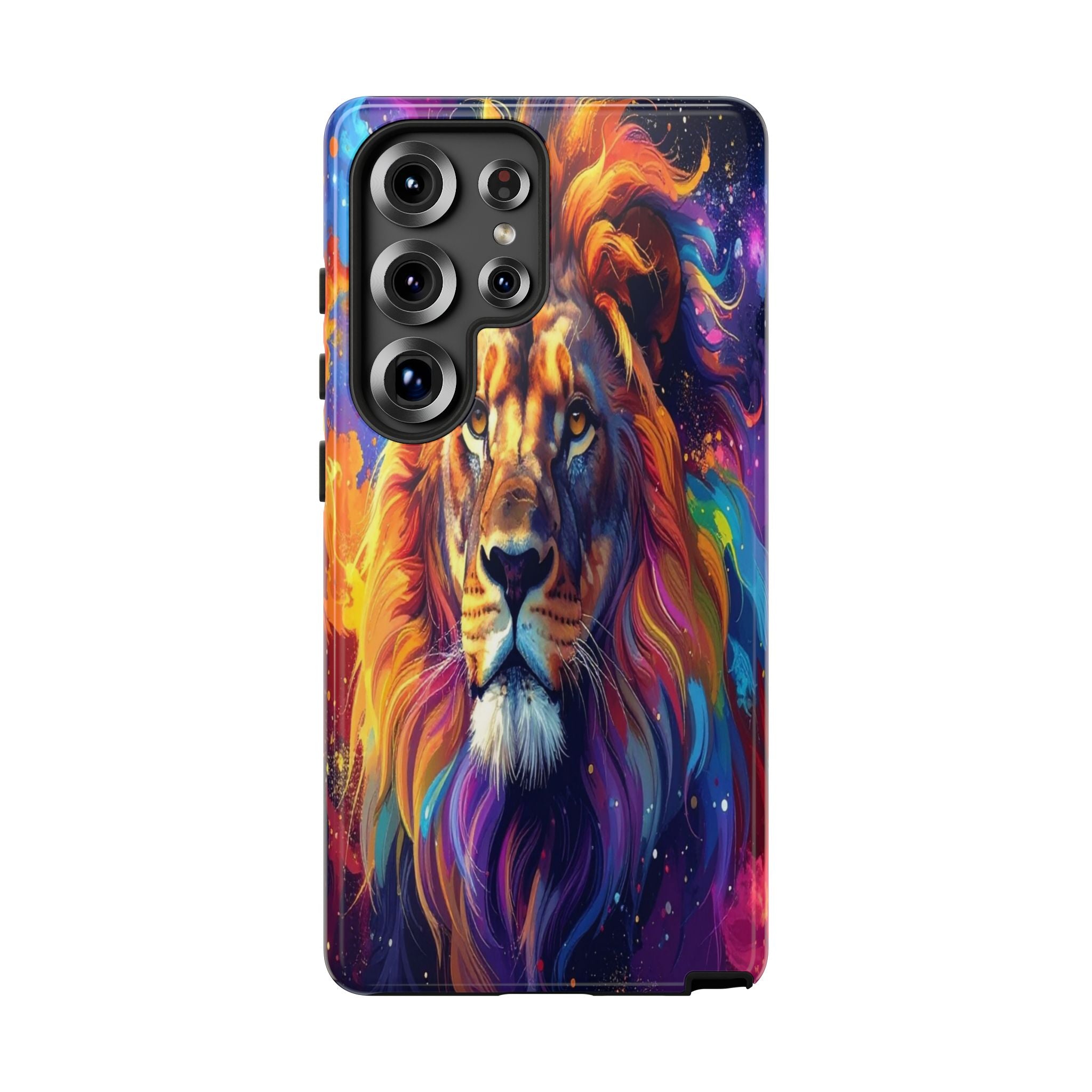 Cosmic Mane: Celestial Lion Portrait, Psychedelic Wildlife Art - L’Art Suprême Phone Case