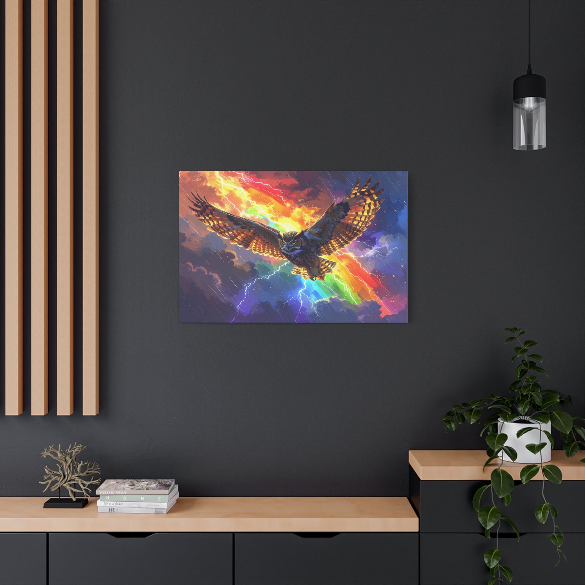 Thunder Spirit: Elemental Owl Ascension, Digital Fantasy Artwork - L’Art Suprême Canvas