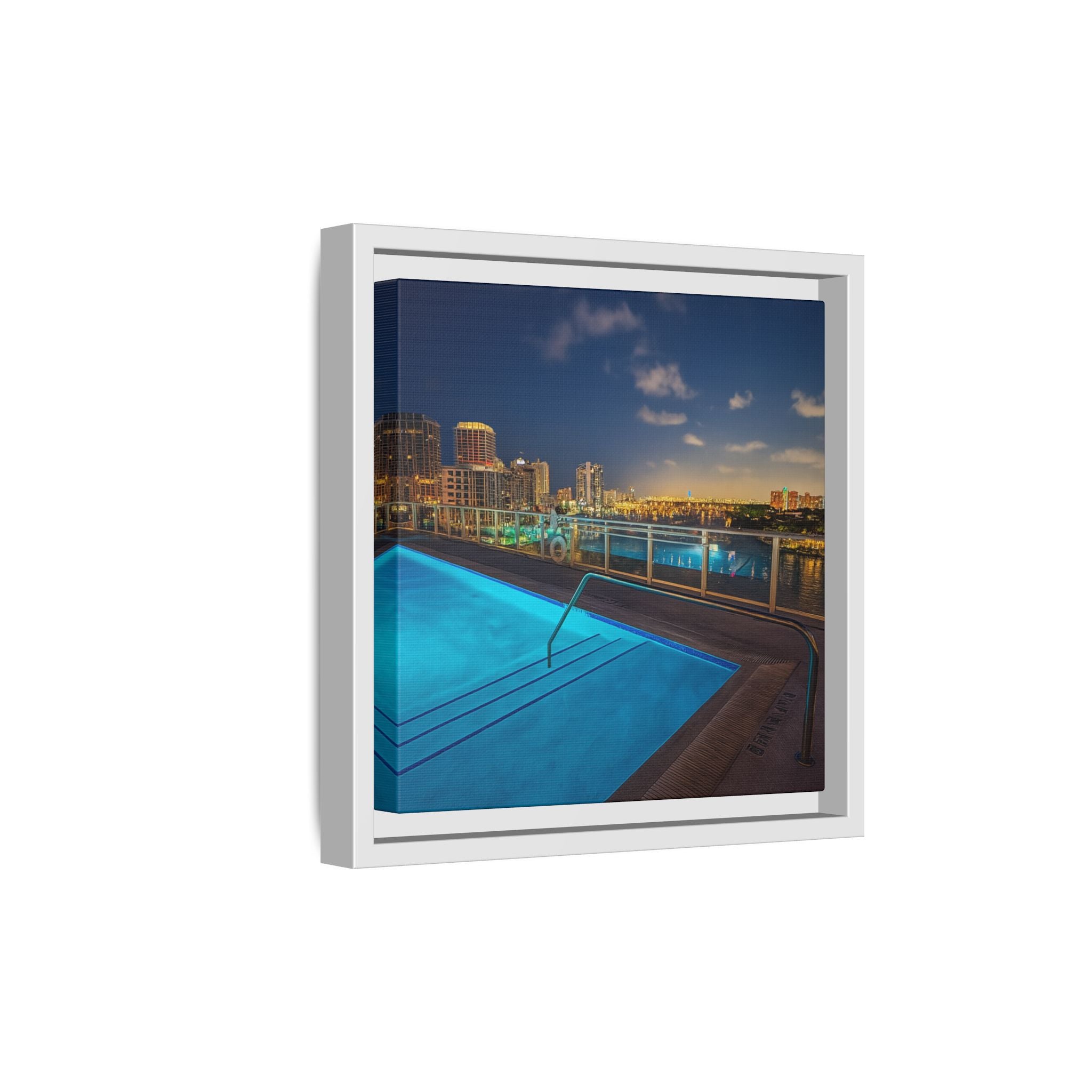"Skyline Reflections" – Framed Canvas Print