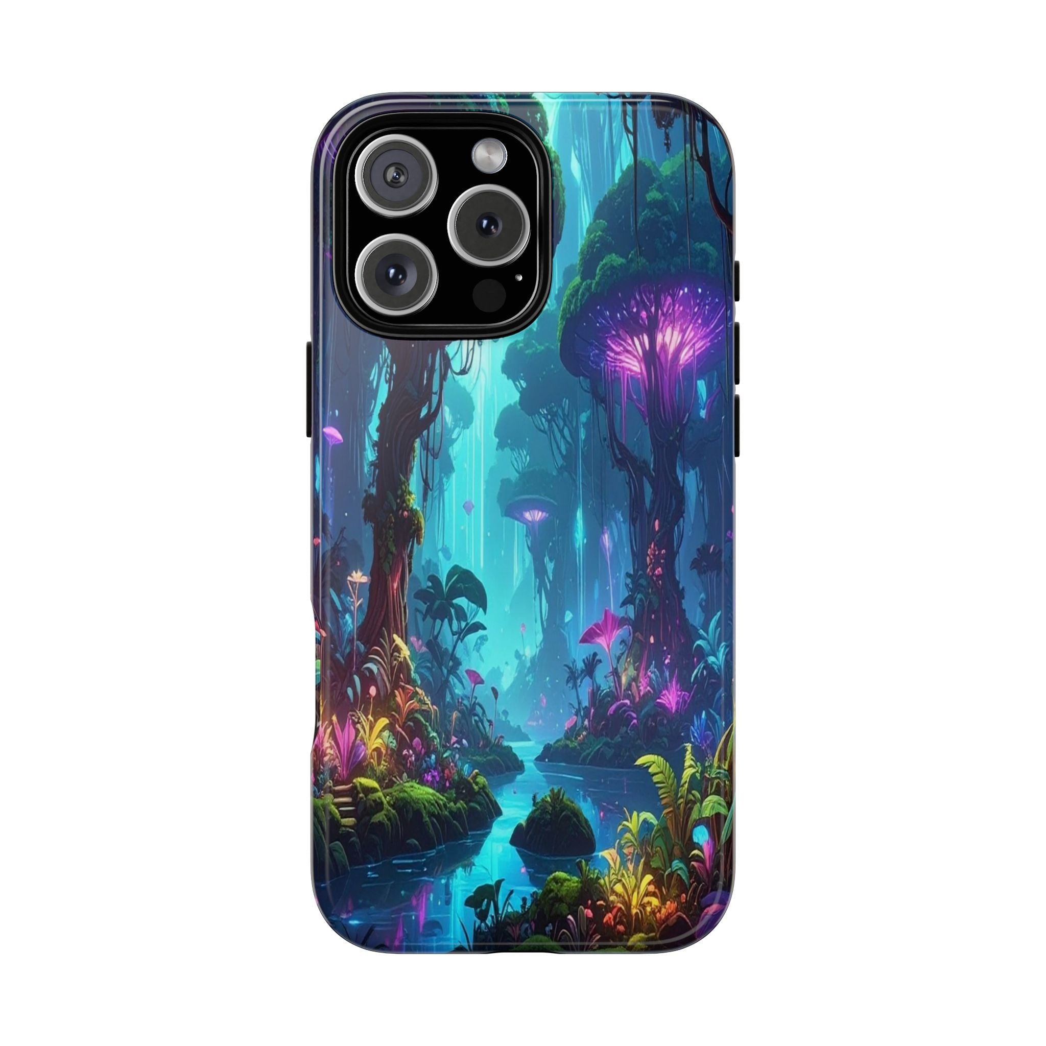 Bioluminescent Dreamscape: Ethereal Forest Fantasy, Digital Luminescence Illustration - L’Art Suprême Phone Case