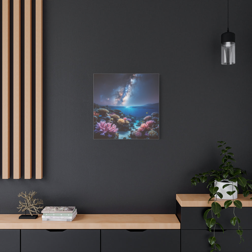 Cosmic Reef Harmony: Underwater Seascape Panorama, Milky Way Marine Dreamscape - L’Art Suprême Canvas